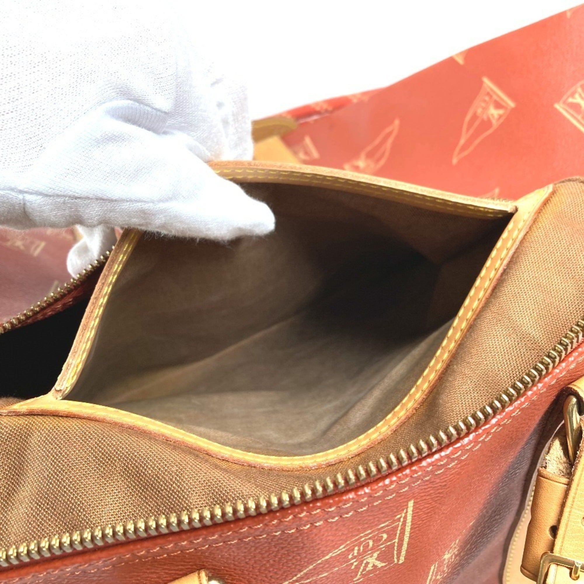 Louis Vuitton Galle Red Color Leather Canvas Boston Bag Handbag Shoulder Bag (Pre-Owned)