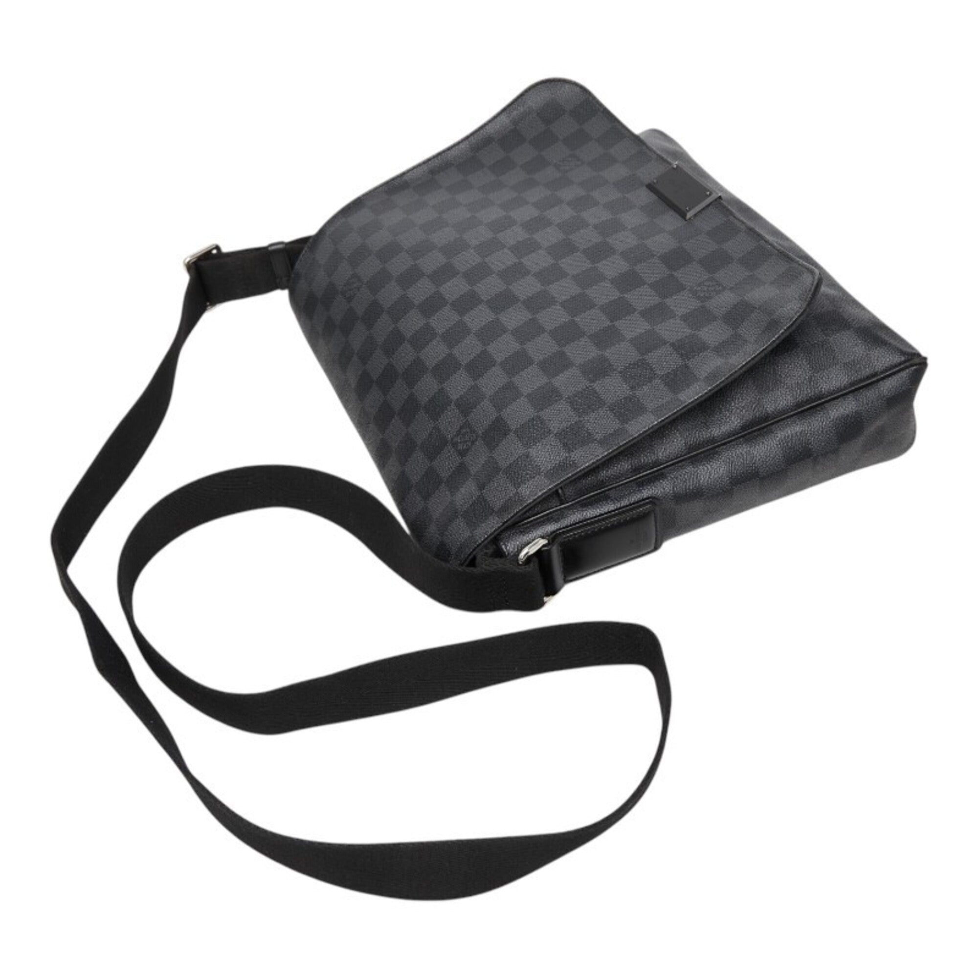 Louis Vuitton Black Pvc Leather Messenger Bag Shoulder Bag (Pre-Owned)
