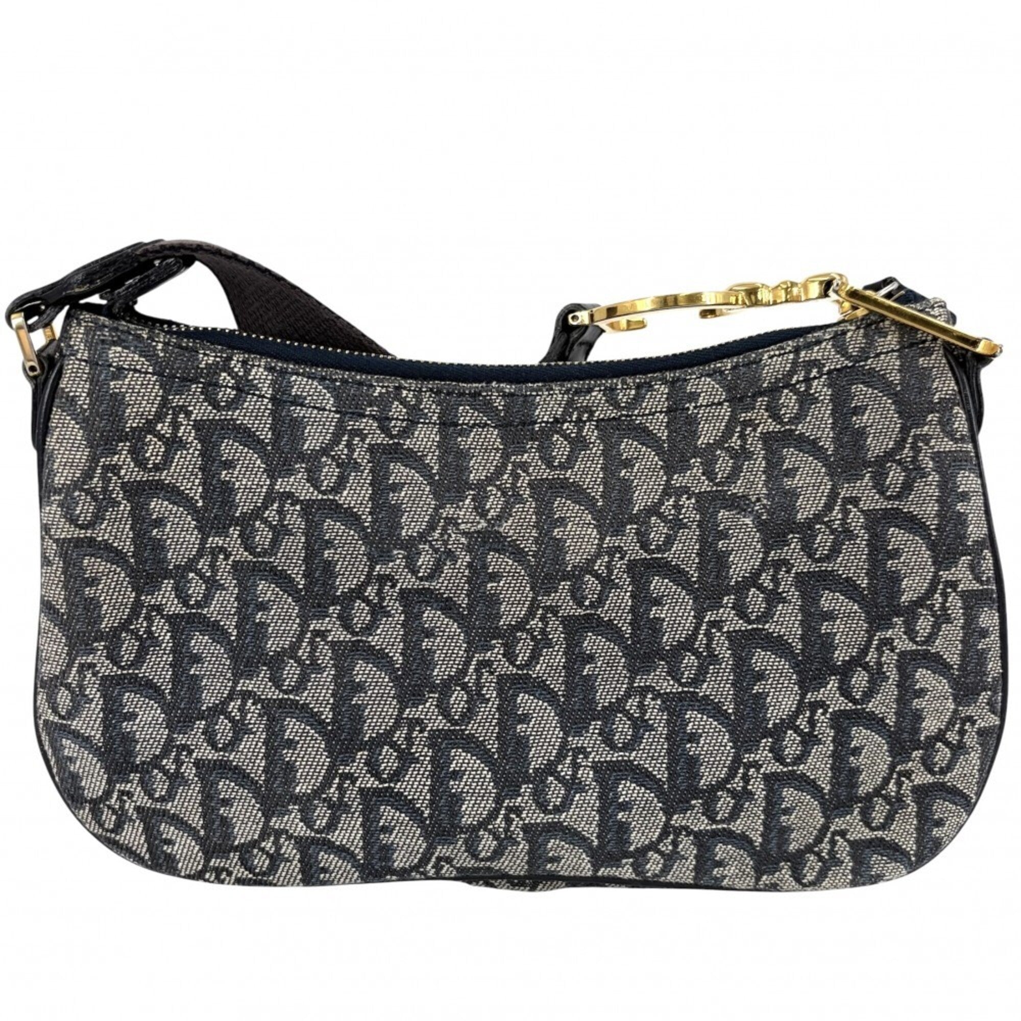 Christian Dior Navy Canvas Leather Saddle Bag Shoulder Bag (Pre-Owned)