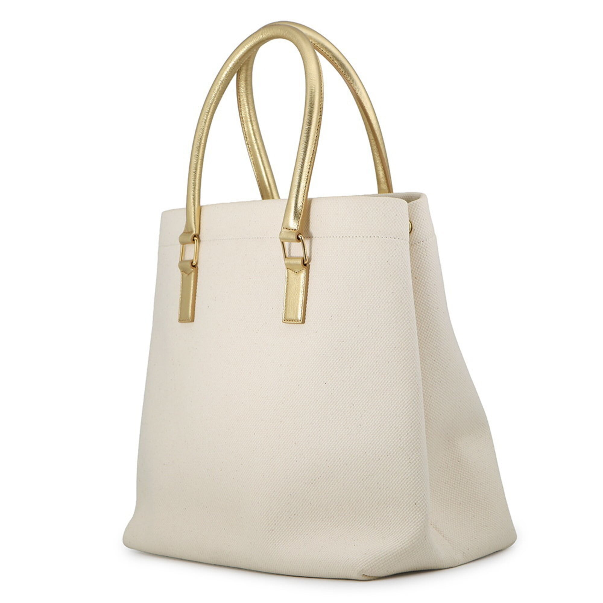 Celine Ivory Leather Canvas Handbag Tote Bag (Pre-Owned)