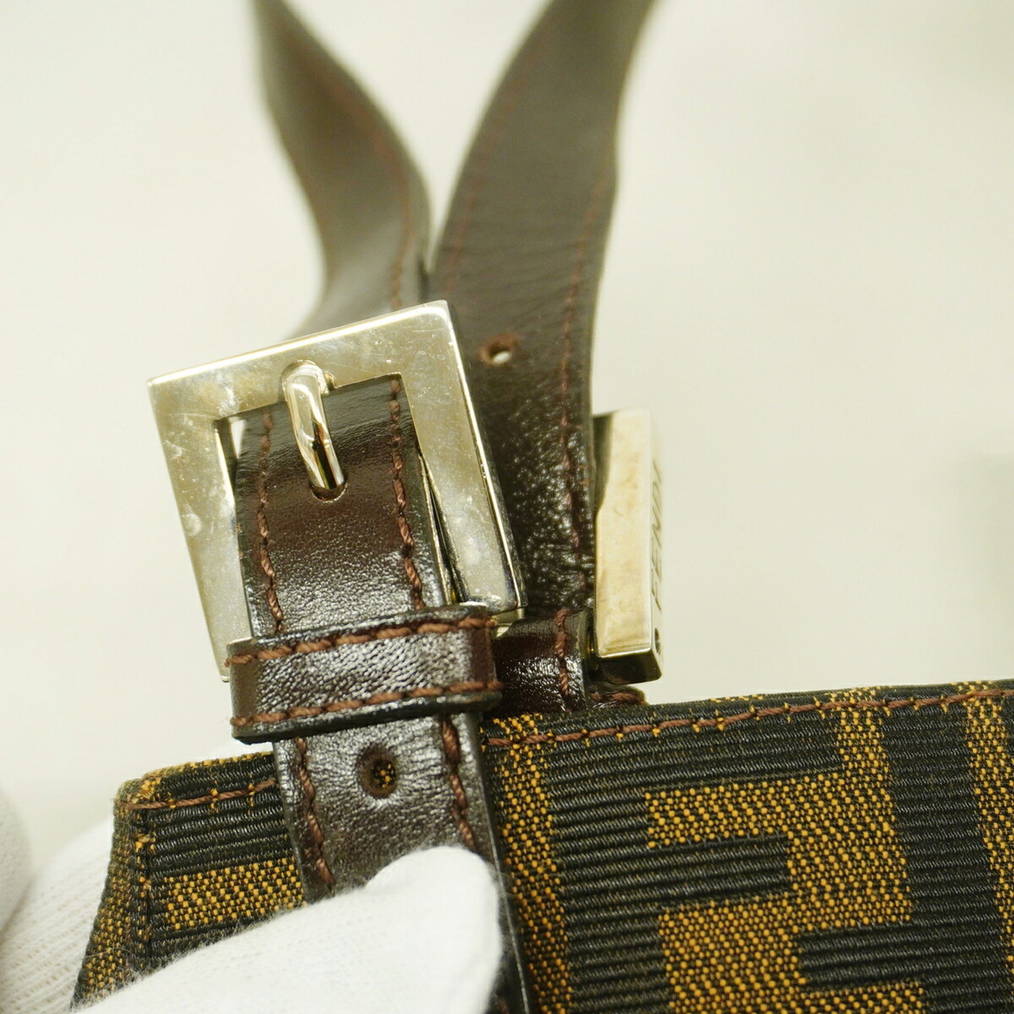 Fendi Brown Nylon Canvas Handbag (Pre-Owned)