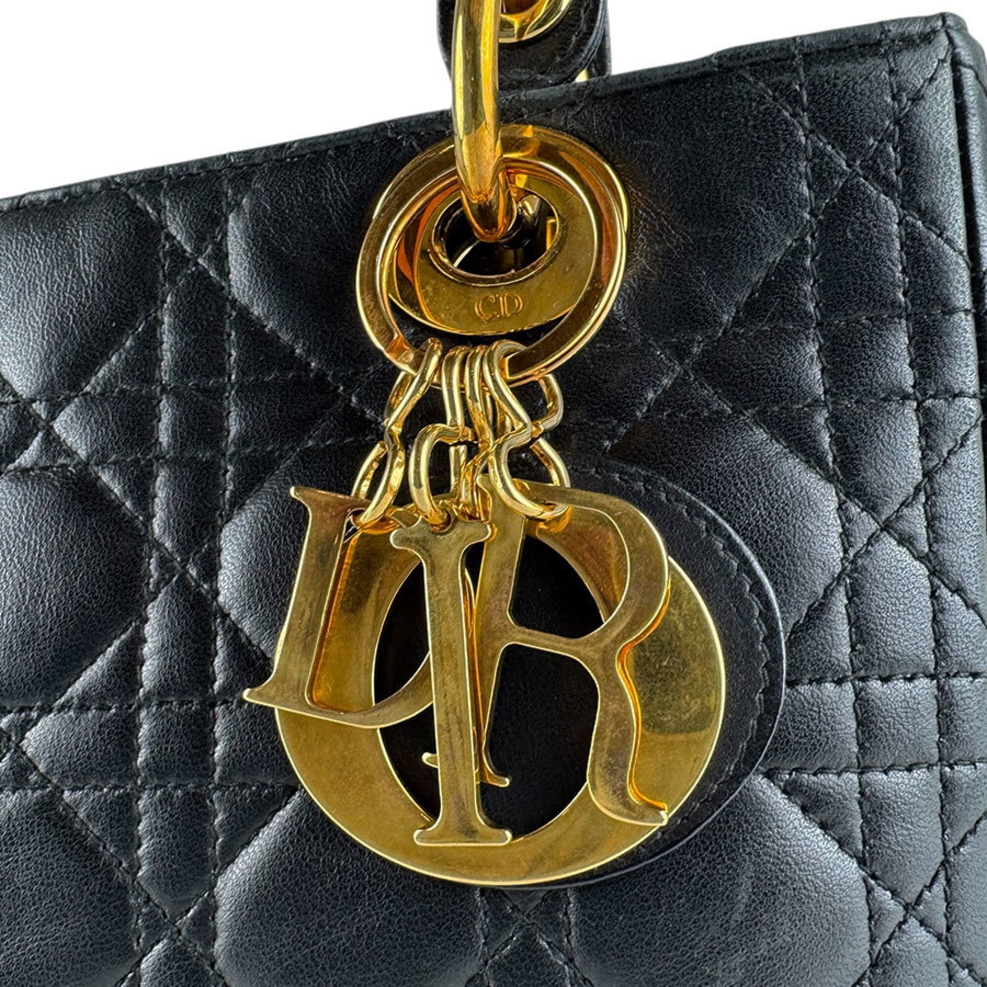 Christian Dior Black Leather Handbag Shoulder Bag (Pre-Owned)