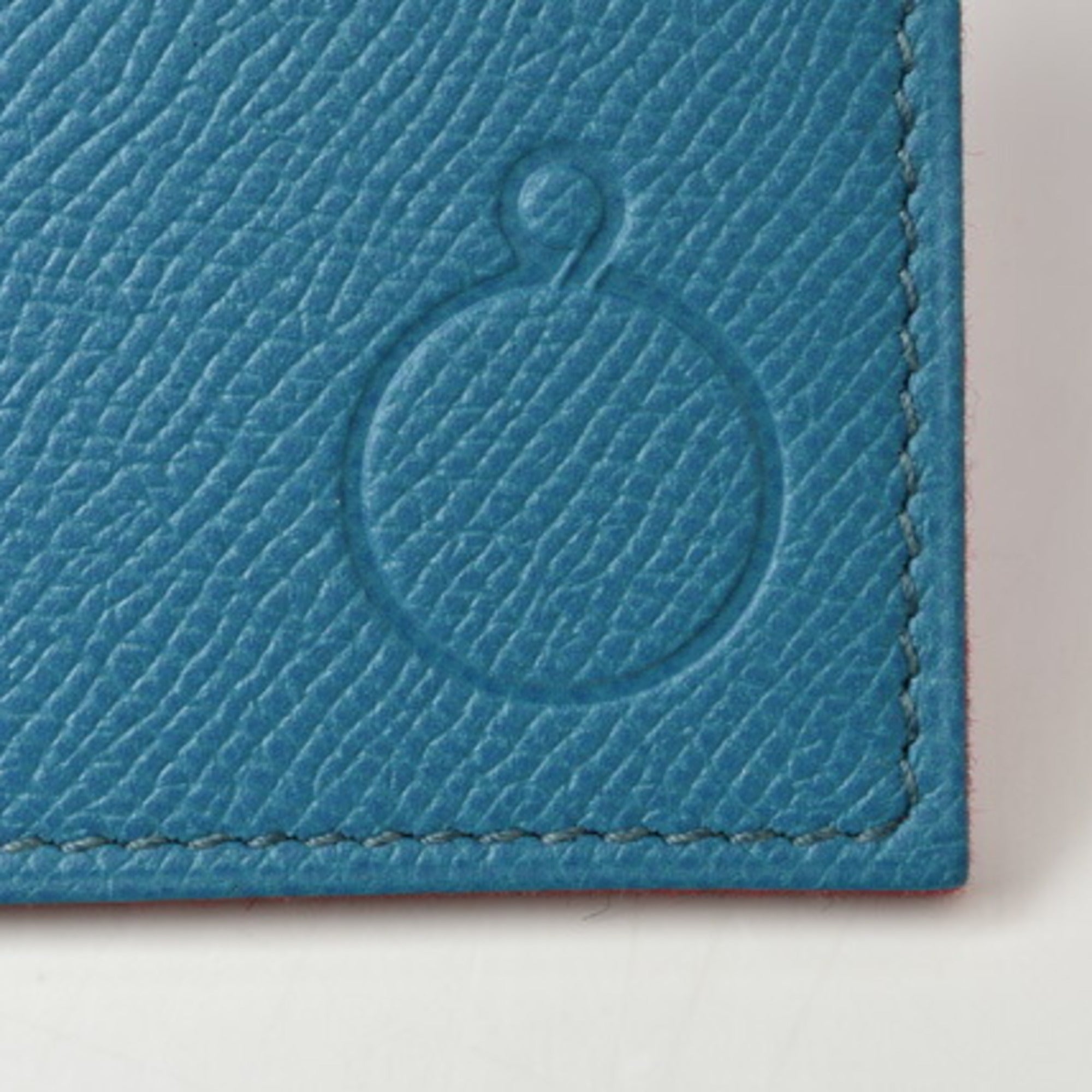 Hermes Blue Red Color Epsom Leather Felt Pouch (Pre-Owned)