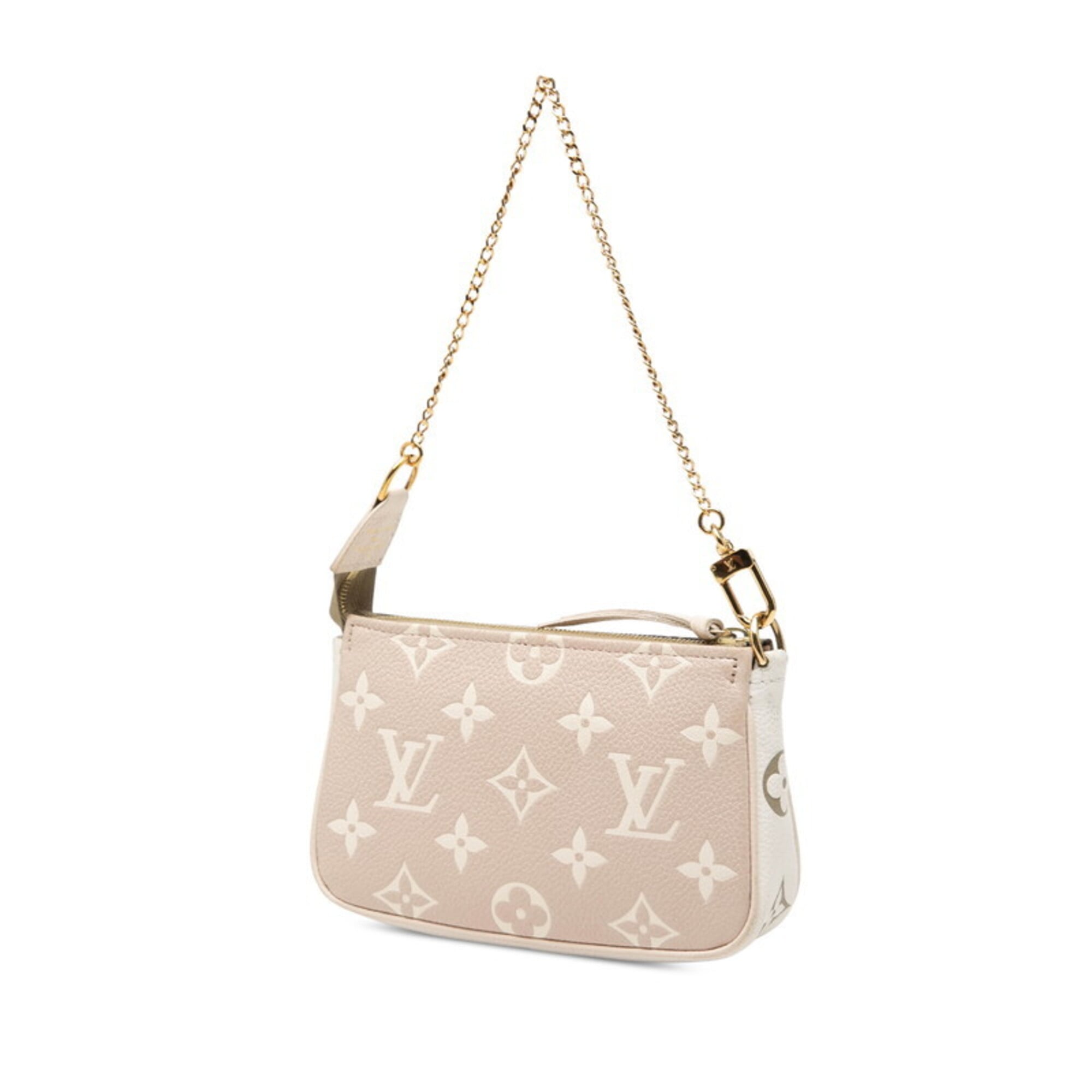 Louis Vuitton Beige Khaki Leather Handbag Pouch (Pre-Owned)