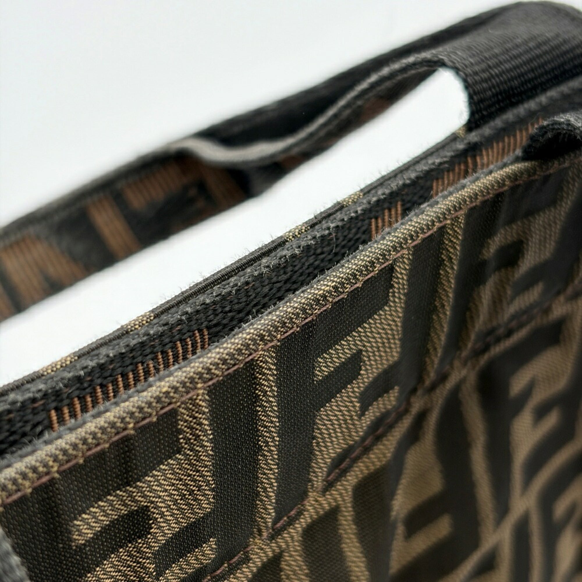 Fendi Brown Canvas Leather Tote Bag (Pre-Owned)
