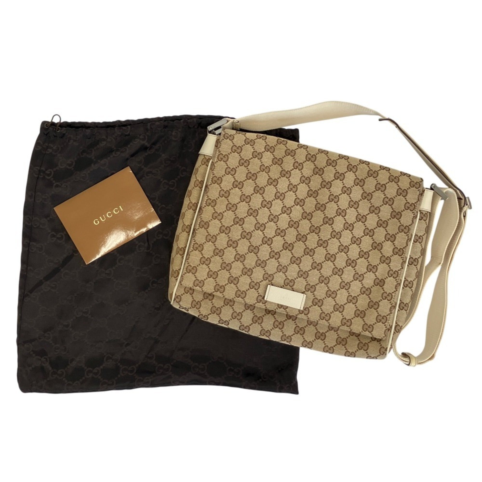 Gucci Gg Canvas Beige Gg Canvas Messenger Bag Shoulder Bag (Pre-Owned)