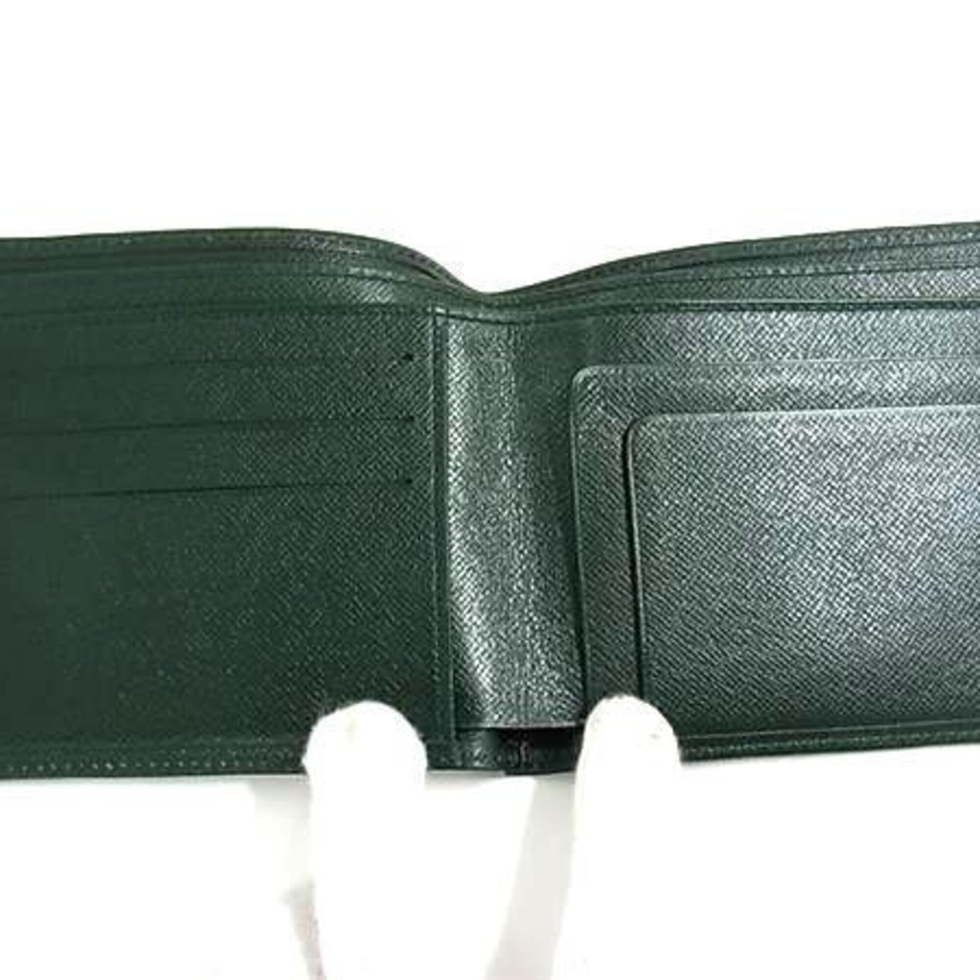 Louis Vuitton Episea Green Taiga Leather Wallet (Bi-Fold) (Pre-Owned)