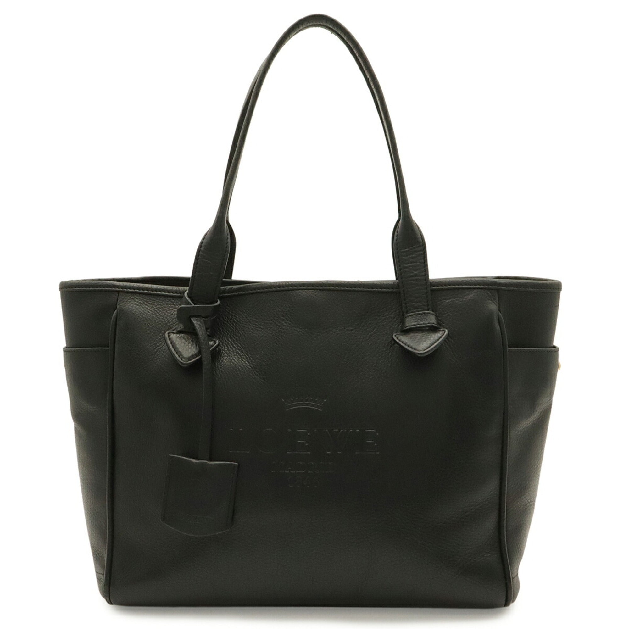 Loewe Black Leather Handbag Tote Bag (Pre-Owned)