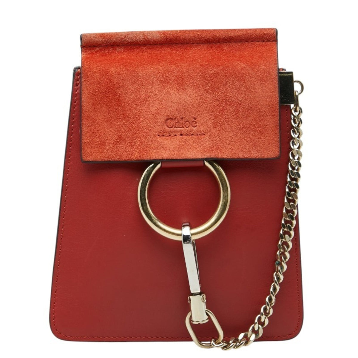 Chloé Red Color Leather Suede Shoulder Bag (Pre-Owned)