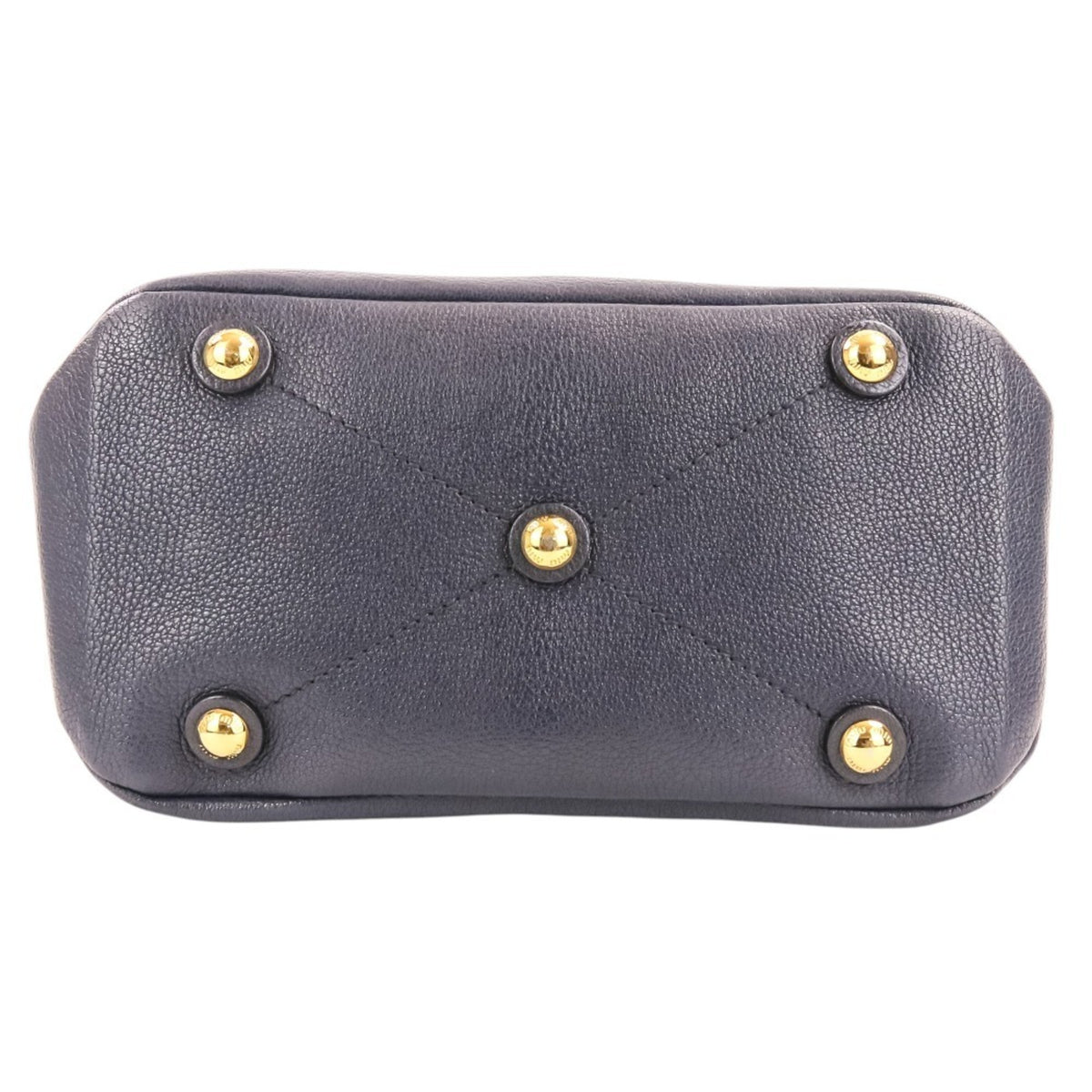 Miu Miu Navy Leather Denim Tote Bag (Pre-Owned)