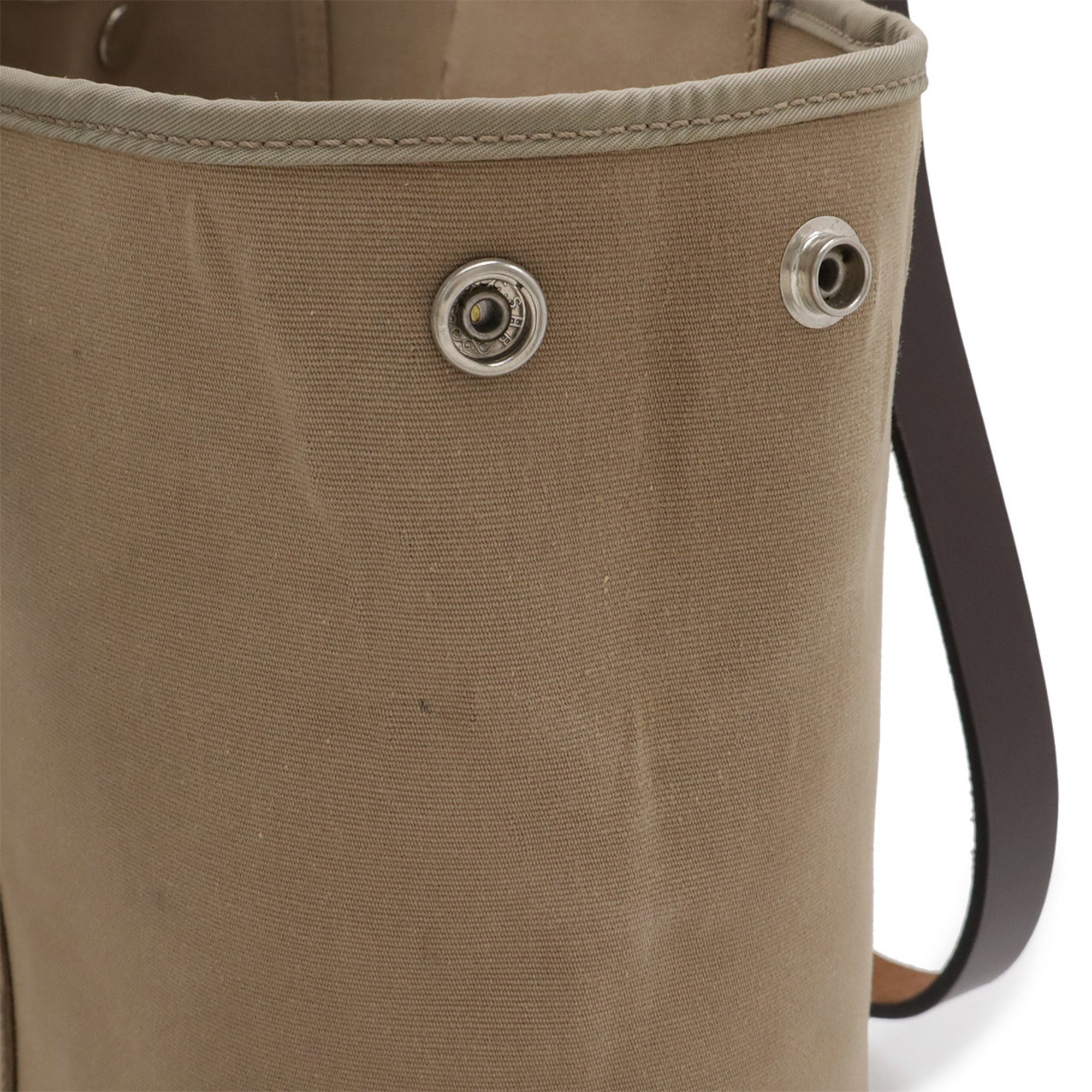Hermes Beige Toile Officier Leather Handbag Shoulder Bag Tote Bag (Pre-Owned)