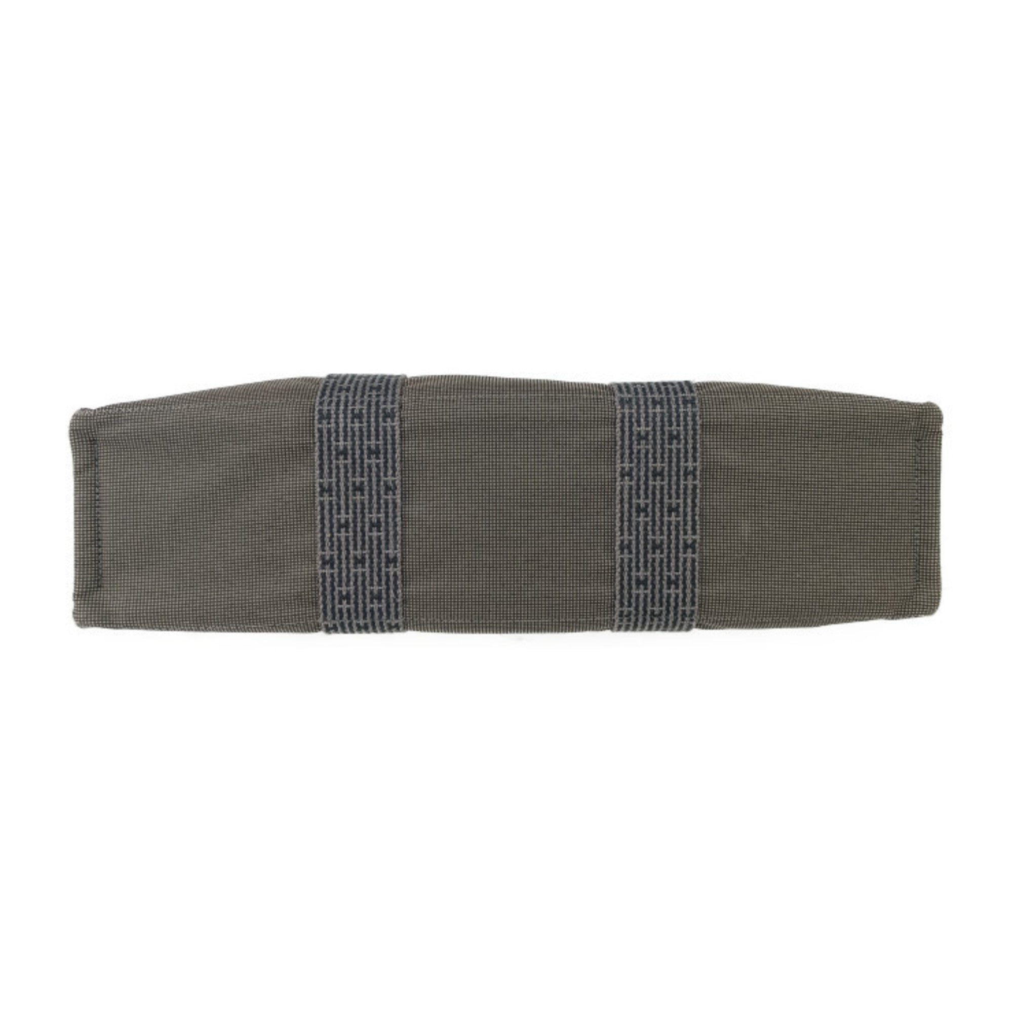 Hermes Gray Canvas Handbag Tote Bag (Pre-Owned)