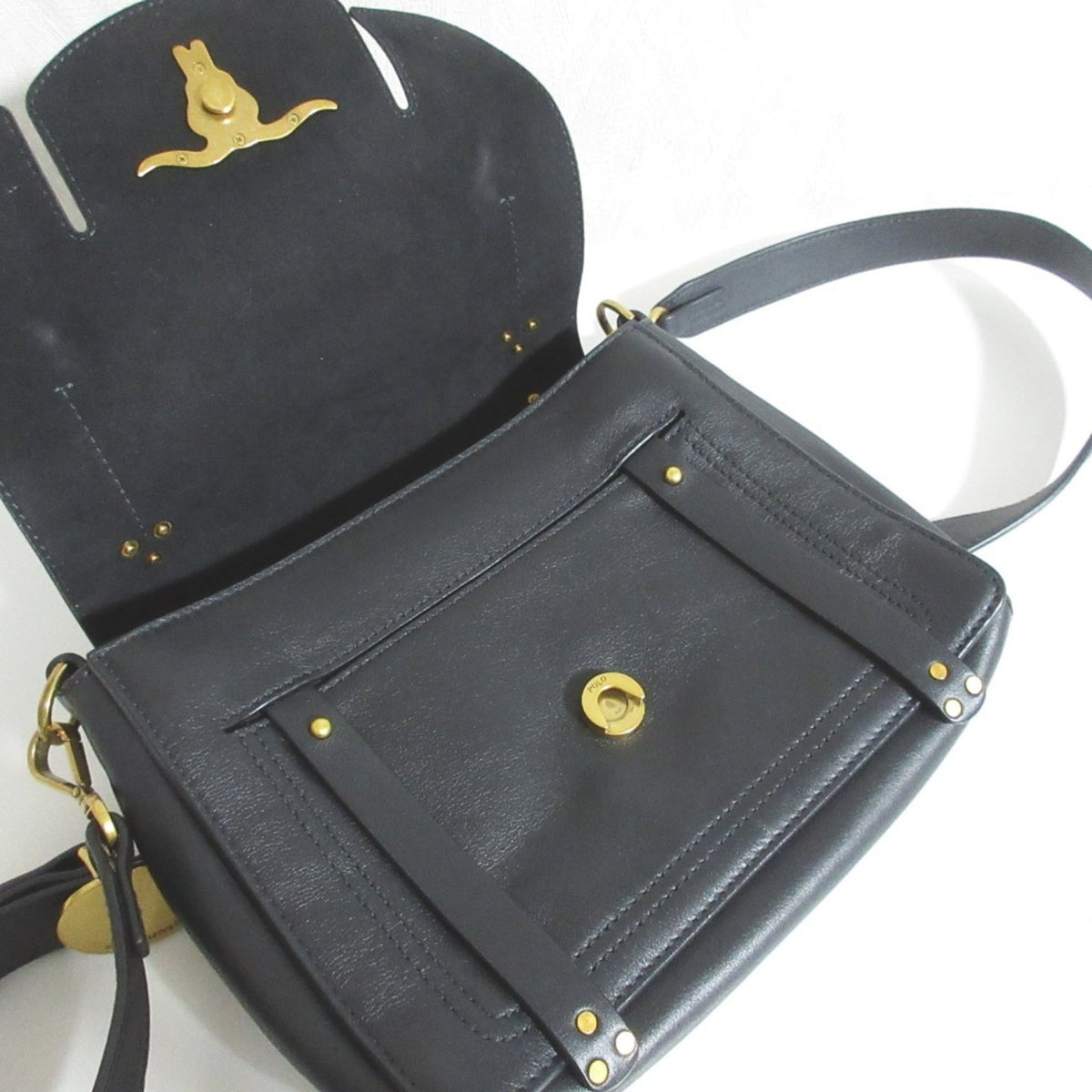 Ralph Lauren Black Leather Handbag Shoulder Bag (Pre-Owned)