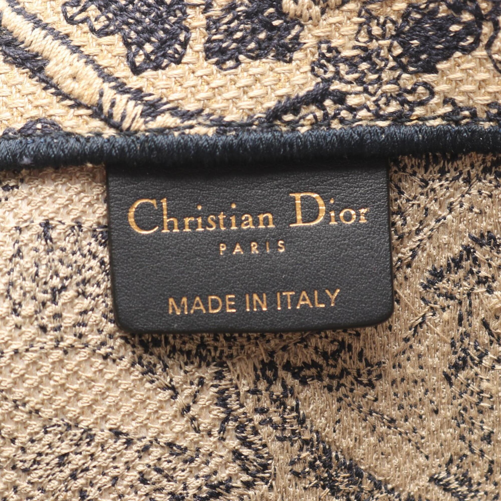 Christian Dior Beige Navy Canvas Handbag Tote Bag (Pre-Owned)