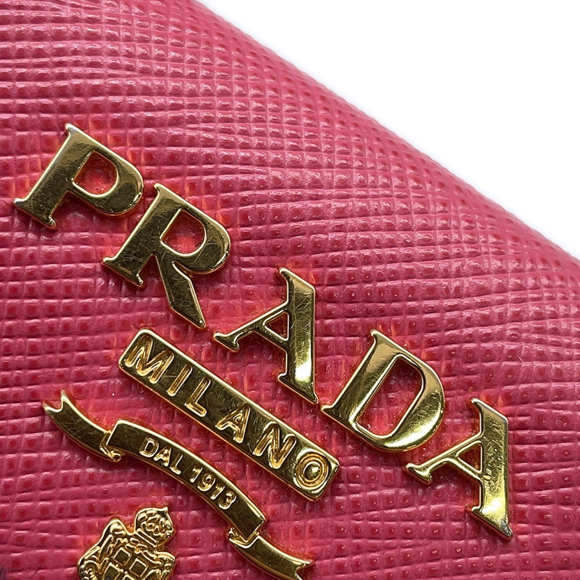 Prada Saffiano Pink Leather Wallet (Tri-Fold) (Pre-Owned)