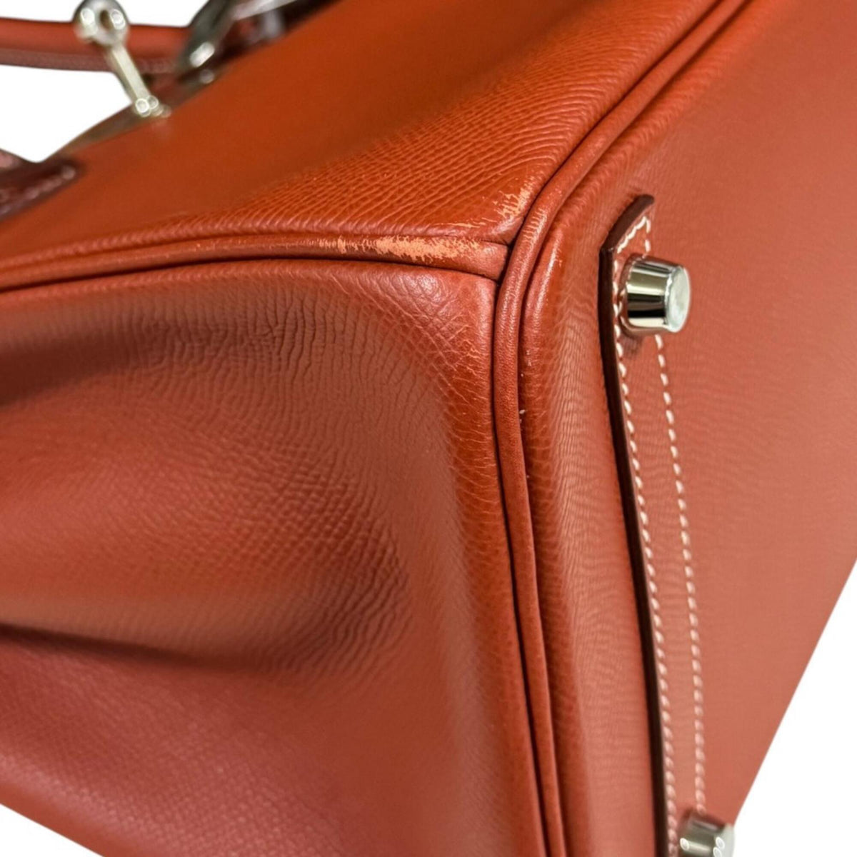 Hermes Orange Sanguine White Epsom Leather Handbag (Pre-Owned)