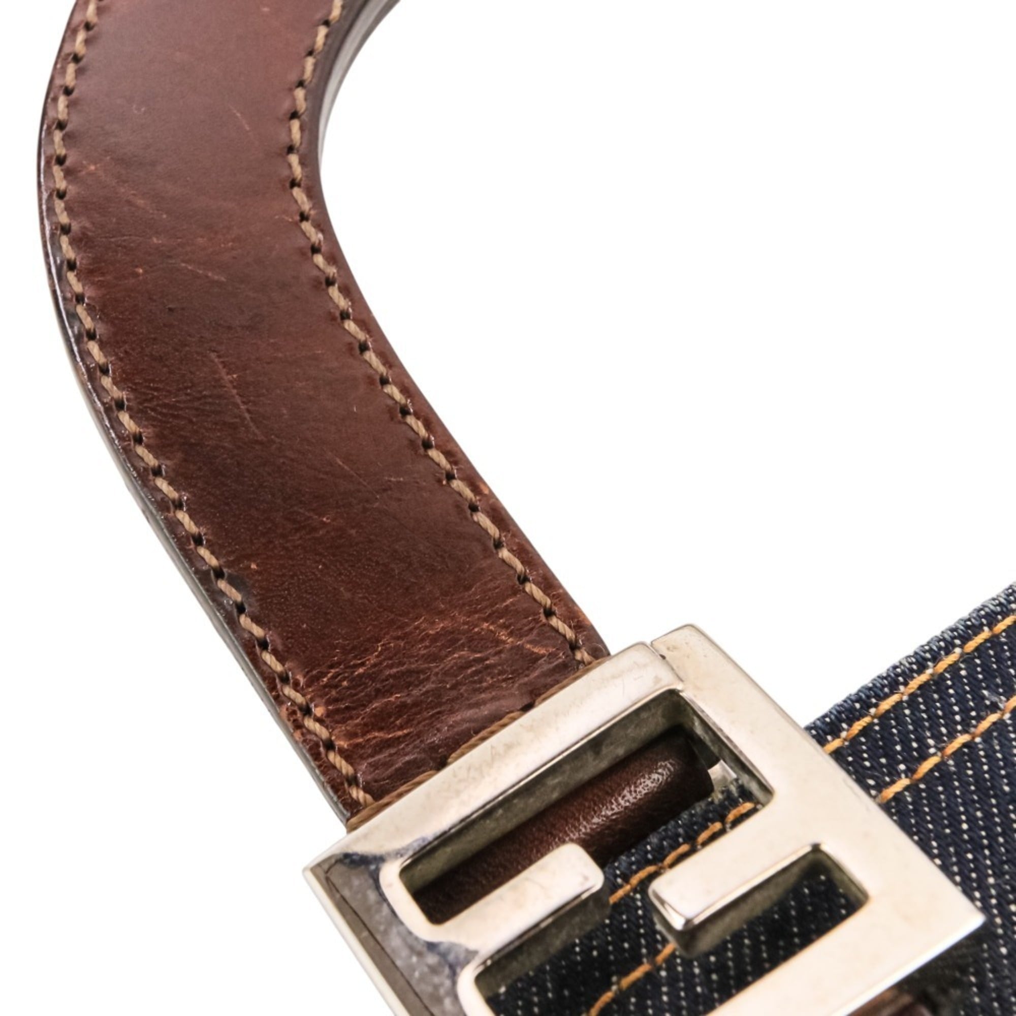 Fendi Navy Denim Leather Handbag (Pre-Owned)