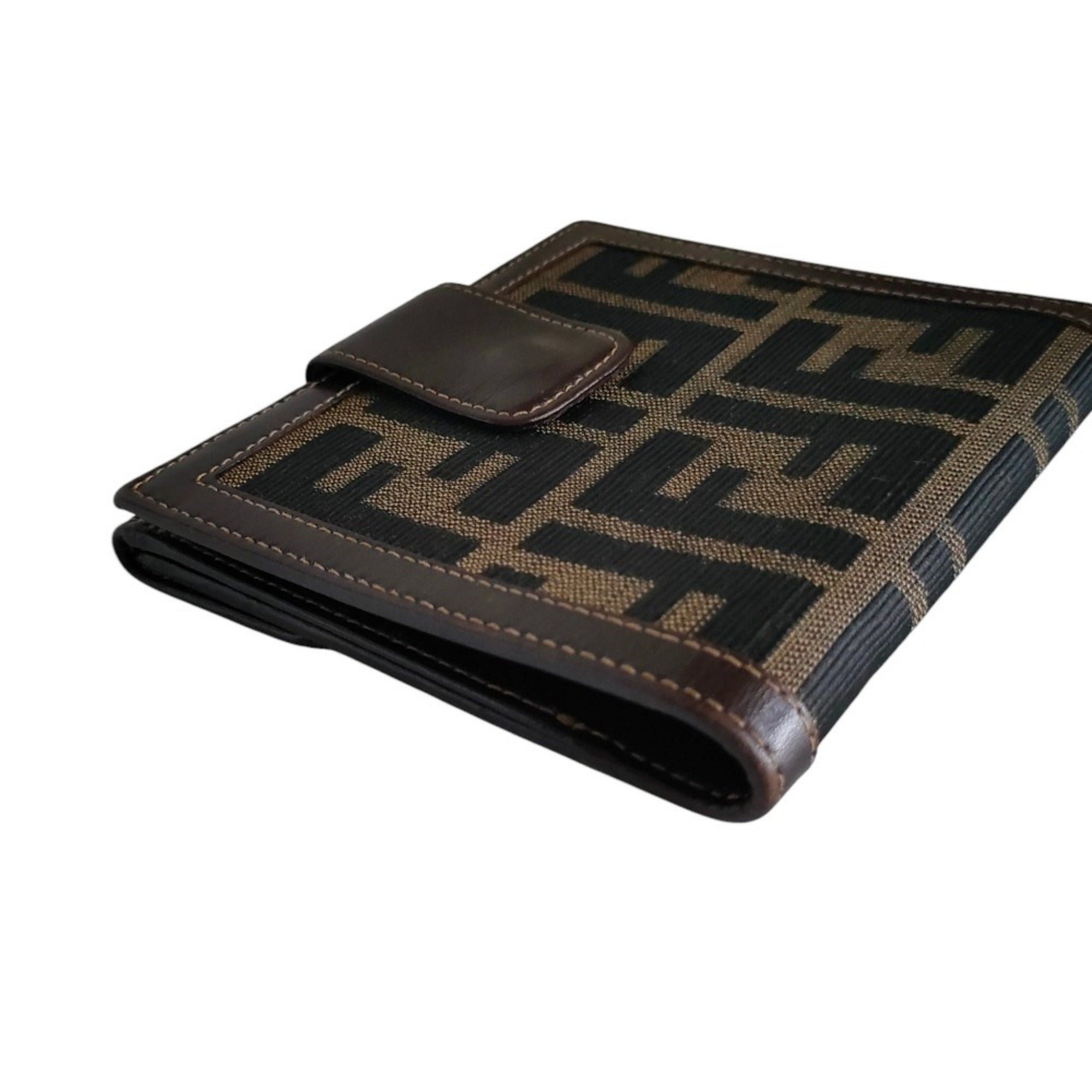 Fendi Zucca Brown Canvas Leather Wallet (Bi-Fold) (Pre-Owned)