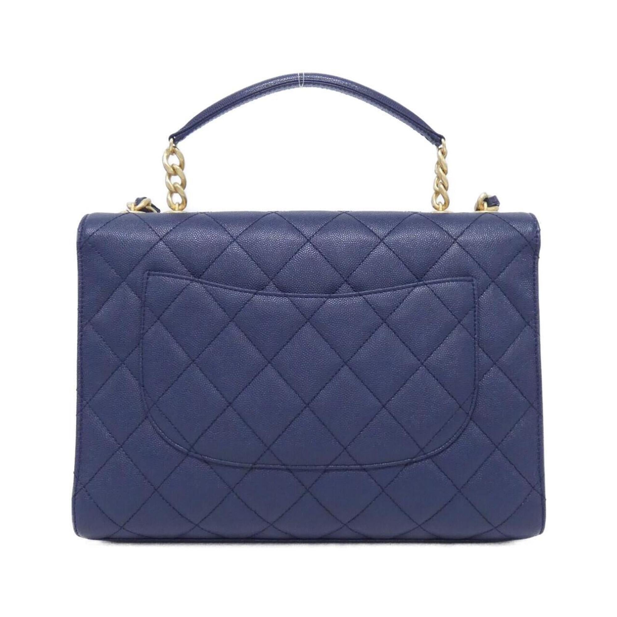 Chanel Navy Grained Calfskin Handbag (Pre-Owned)
