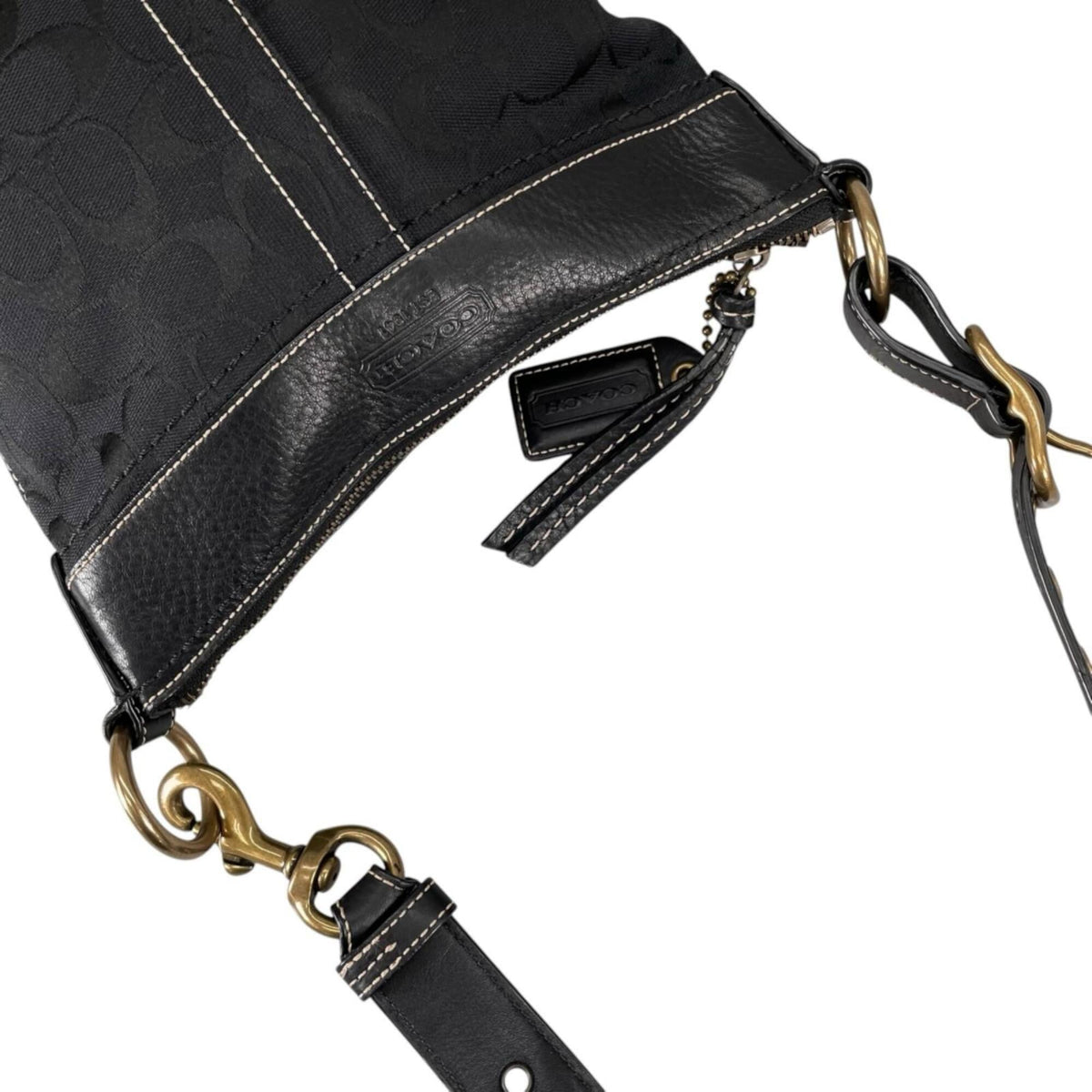 Coach Black Canvas Leather Shoulder Bag (Pre-Owned)