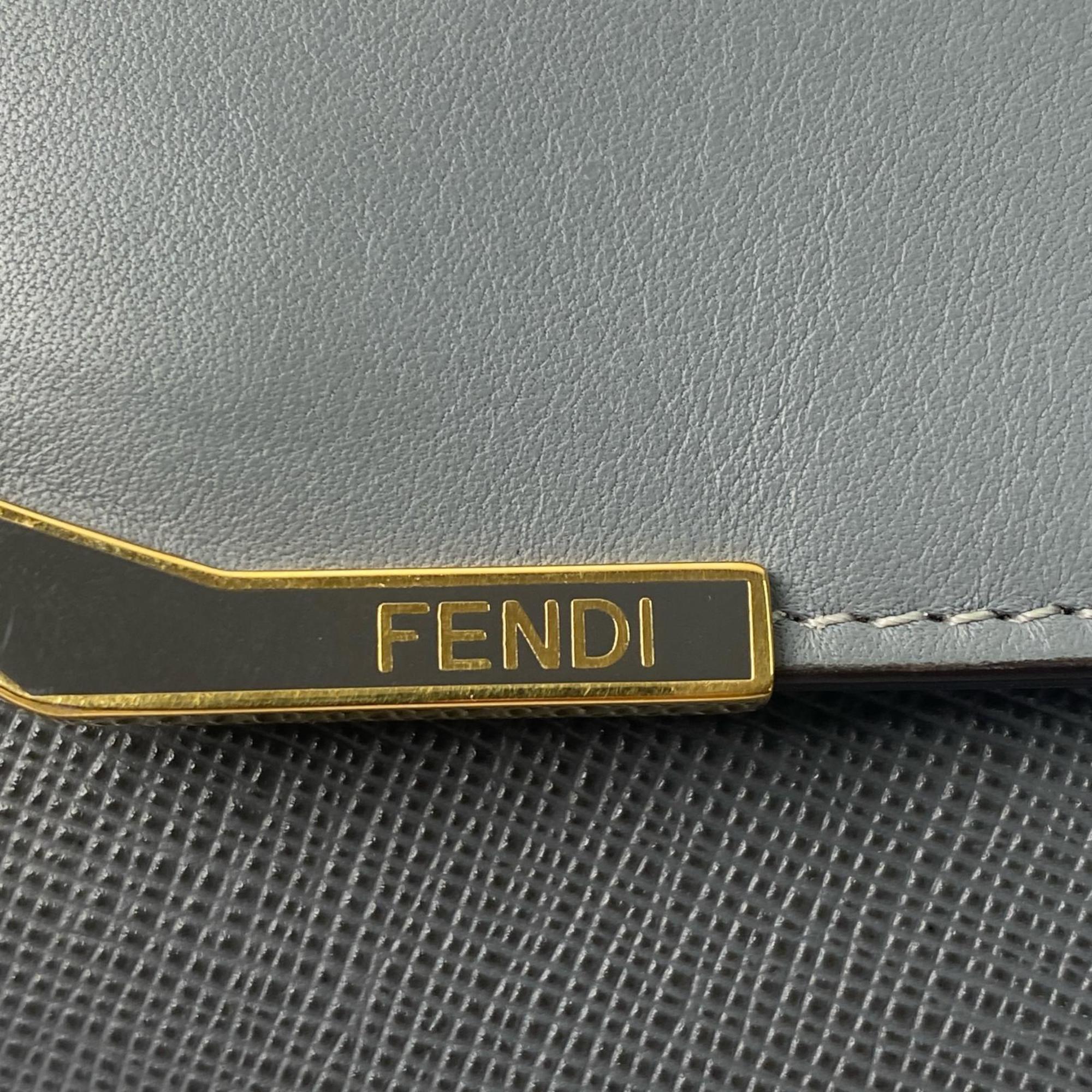 Fendi Gray Leather Long Wallet (Bi-Fold) (Pre-Owned)