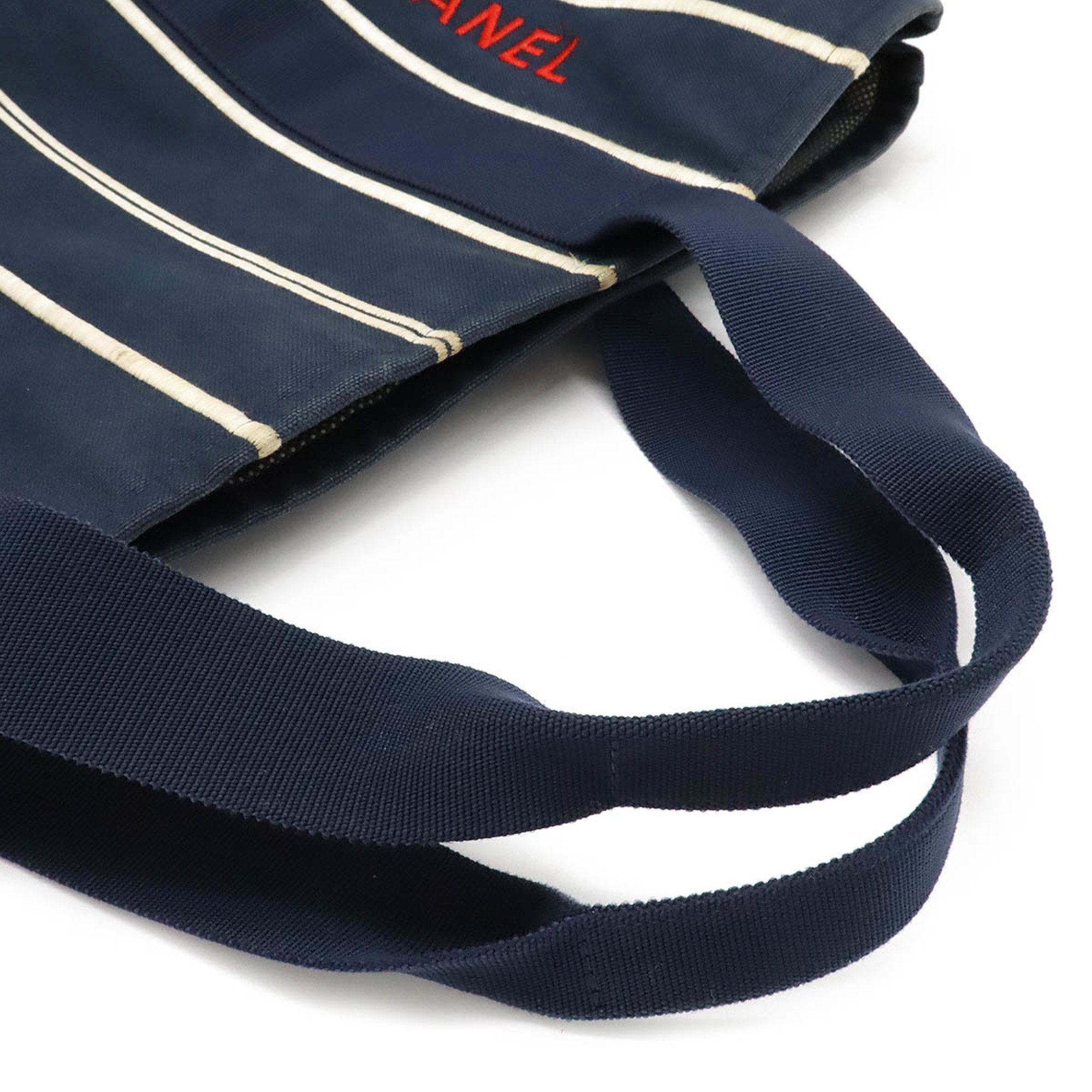 Chanel Sport Navy Red Color Canvas Shoulder Bag Tote Bag (Pre-Owned)