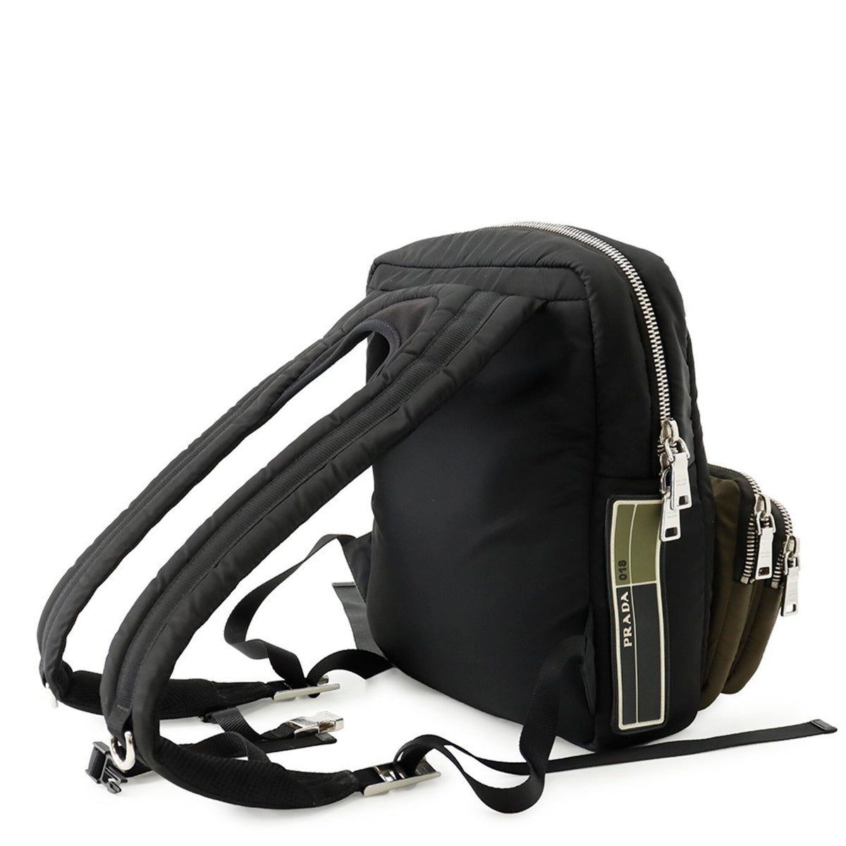 Prada Black Khaki Nylon Rubber Backpack (Pre-Owned)