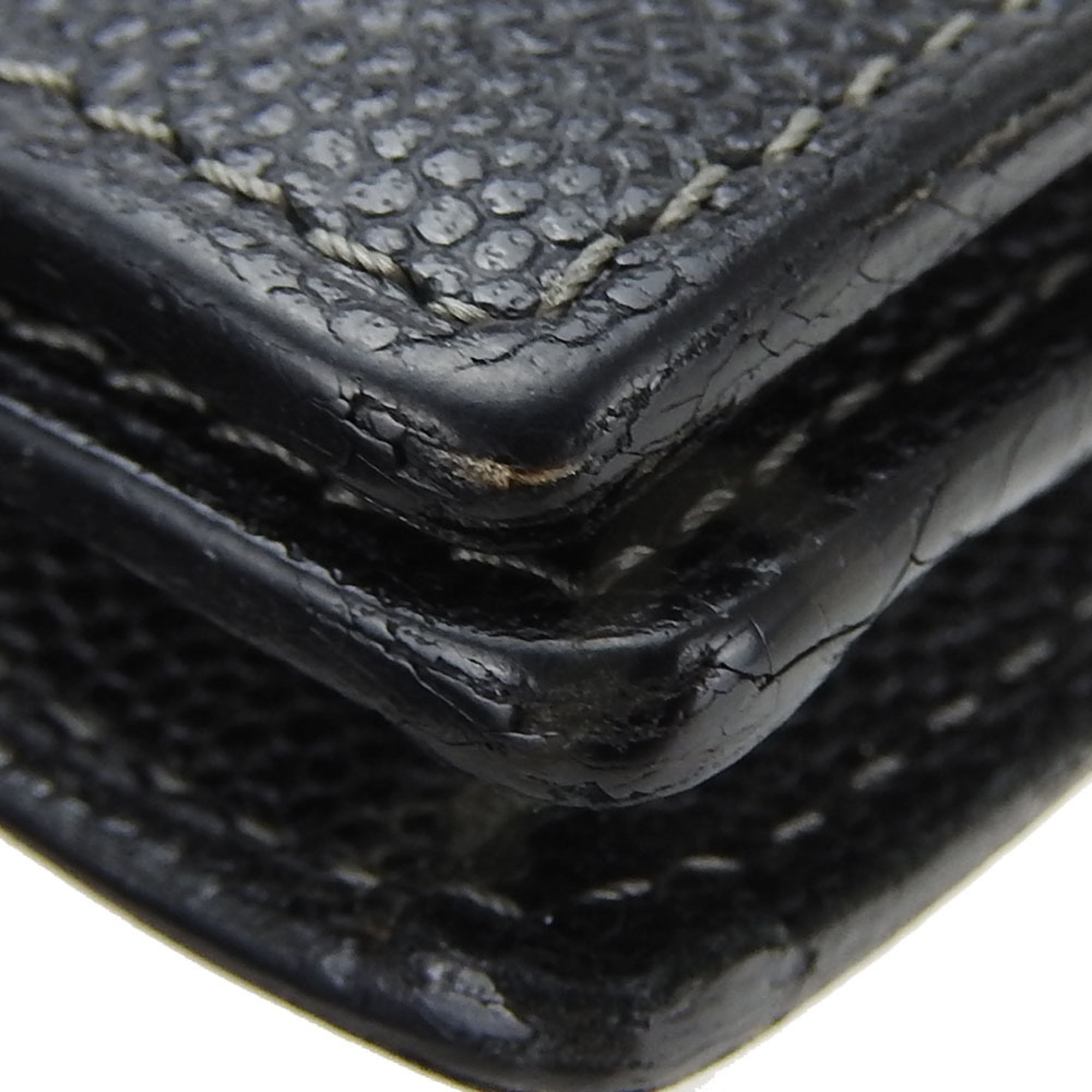 Cartier Santos Black Leather Long Wallet (Bi-Fold) (Pre-Owned)