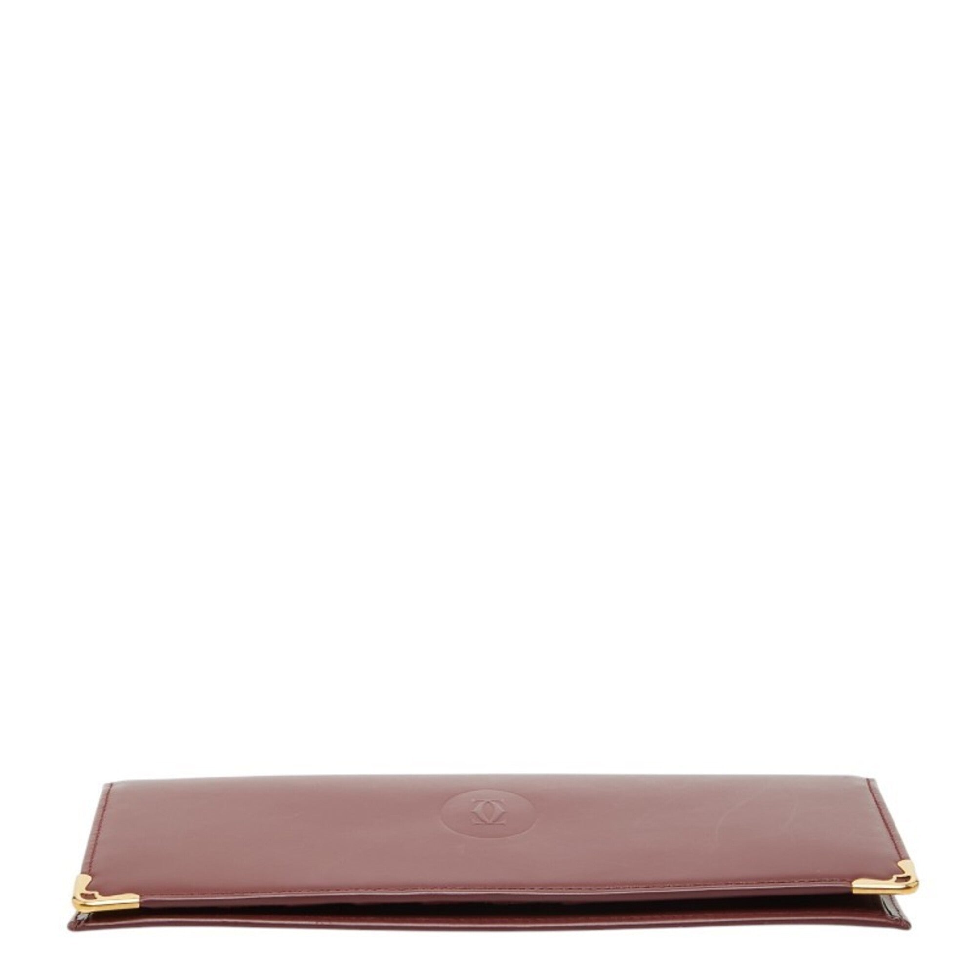 Cartier Must Bordeaux Wine Red Leather Long Wallet (Bi-Fold) (Pre-Owned)