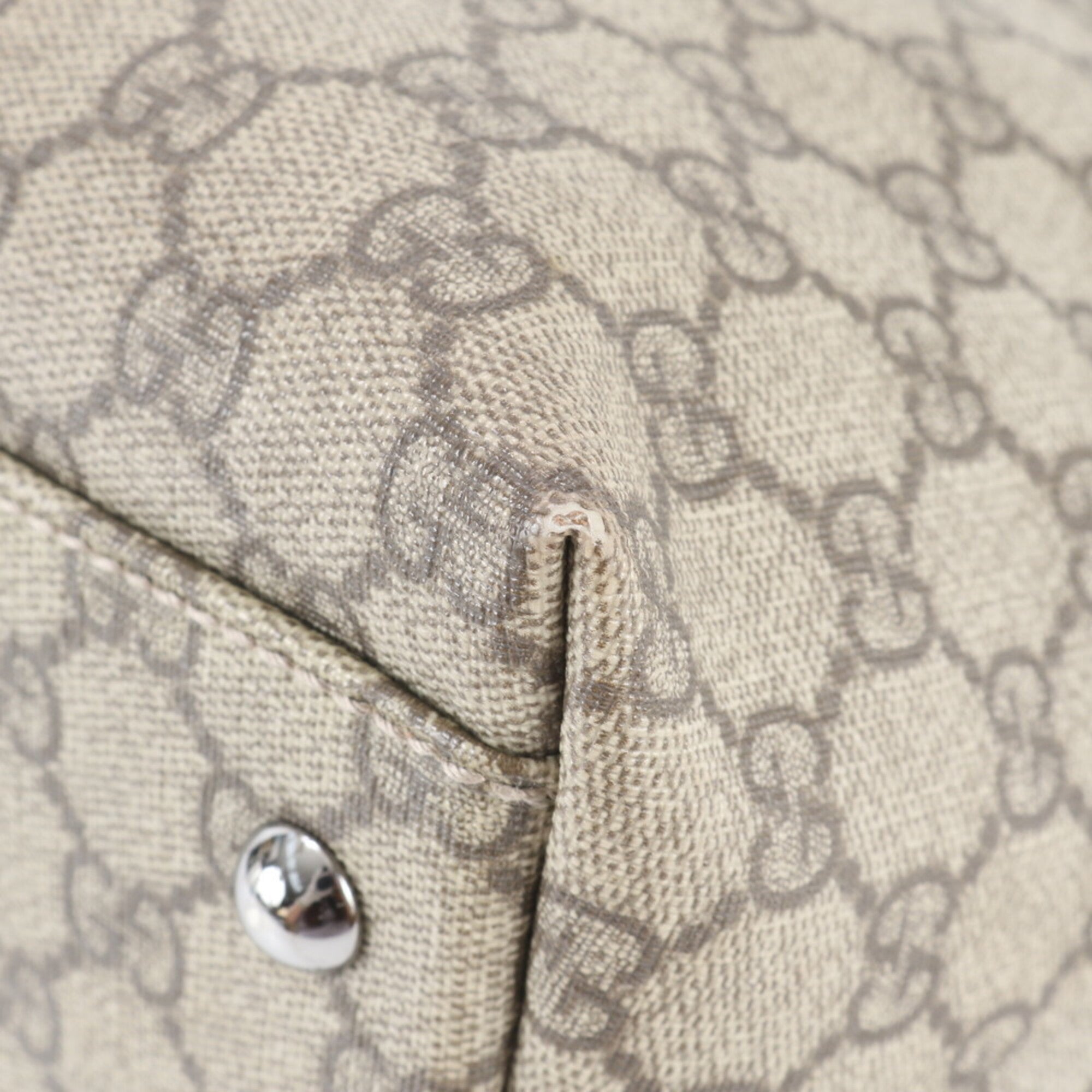 Gucci Beige Brown Leather Coated Canvas Handbag Shoulder Bag Tote Bag (Pre-Owned)