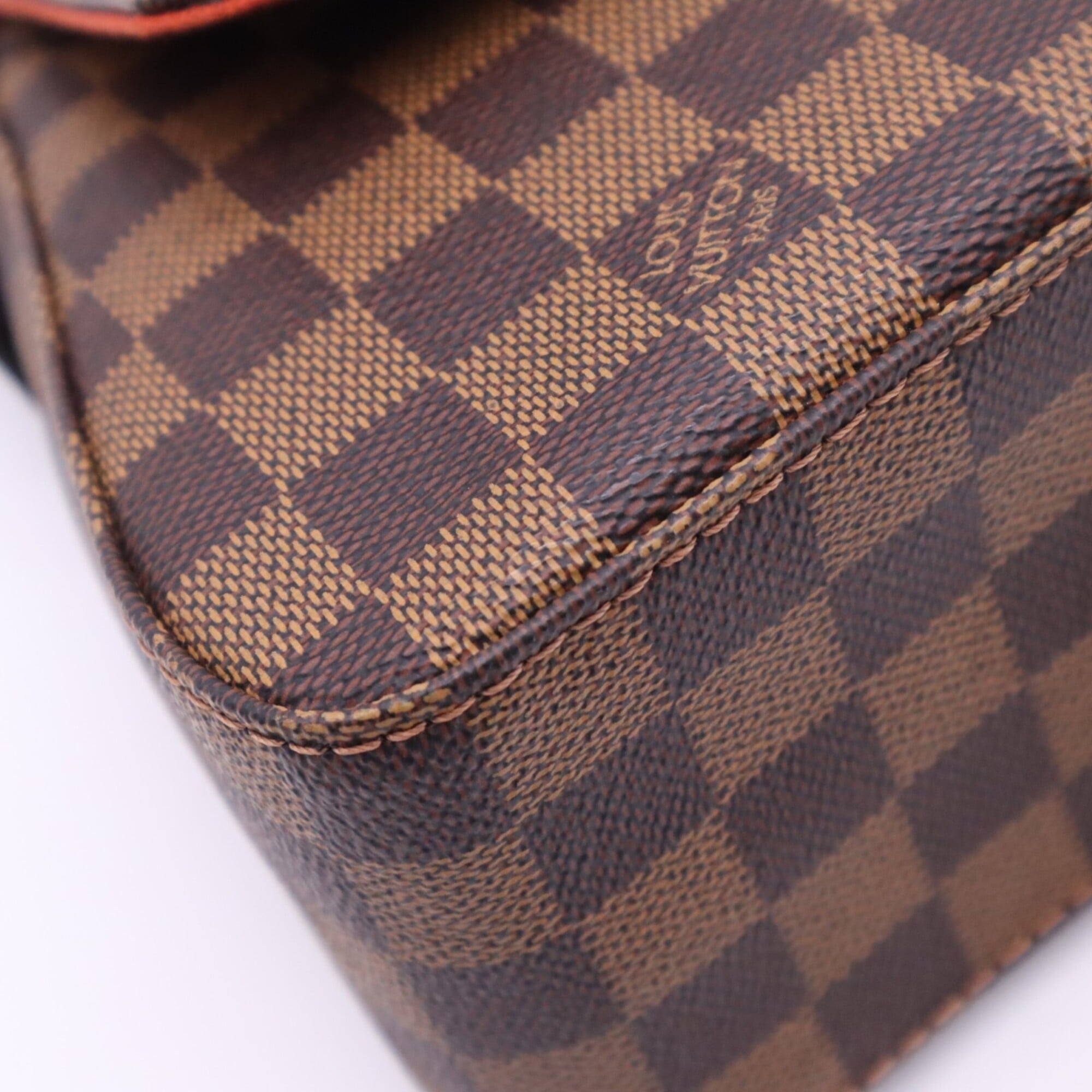 Louis Vuitton Beige Brown Red Color Coated Canvas Leather Handbag (Pre-Owned)