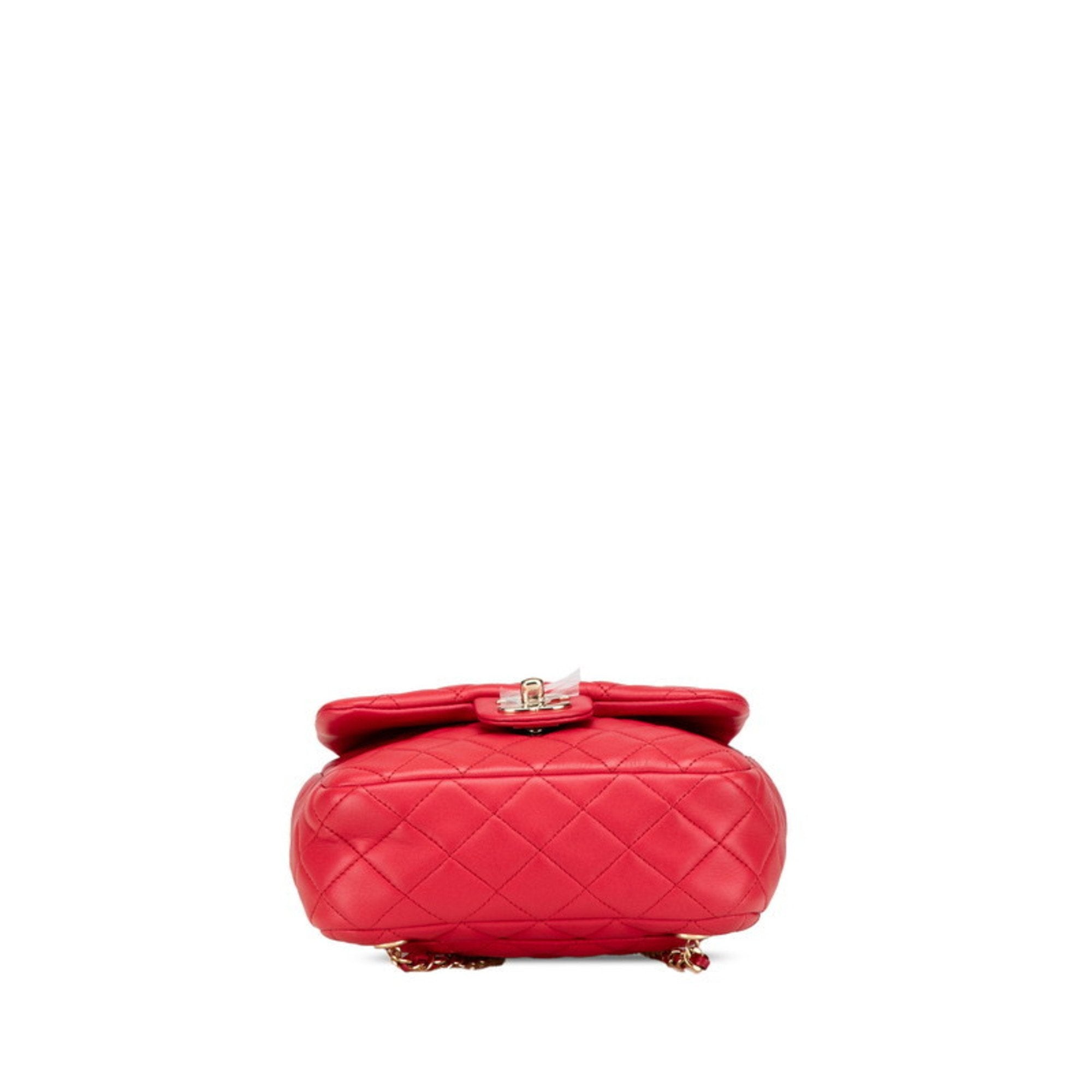 Chanel Red Color Leather Backpack (Pre-Owned)
