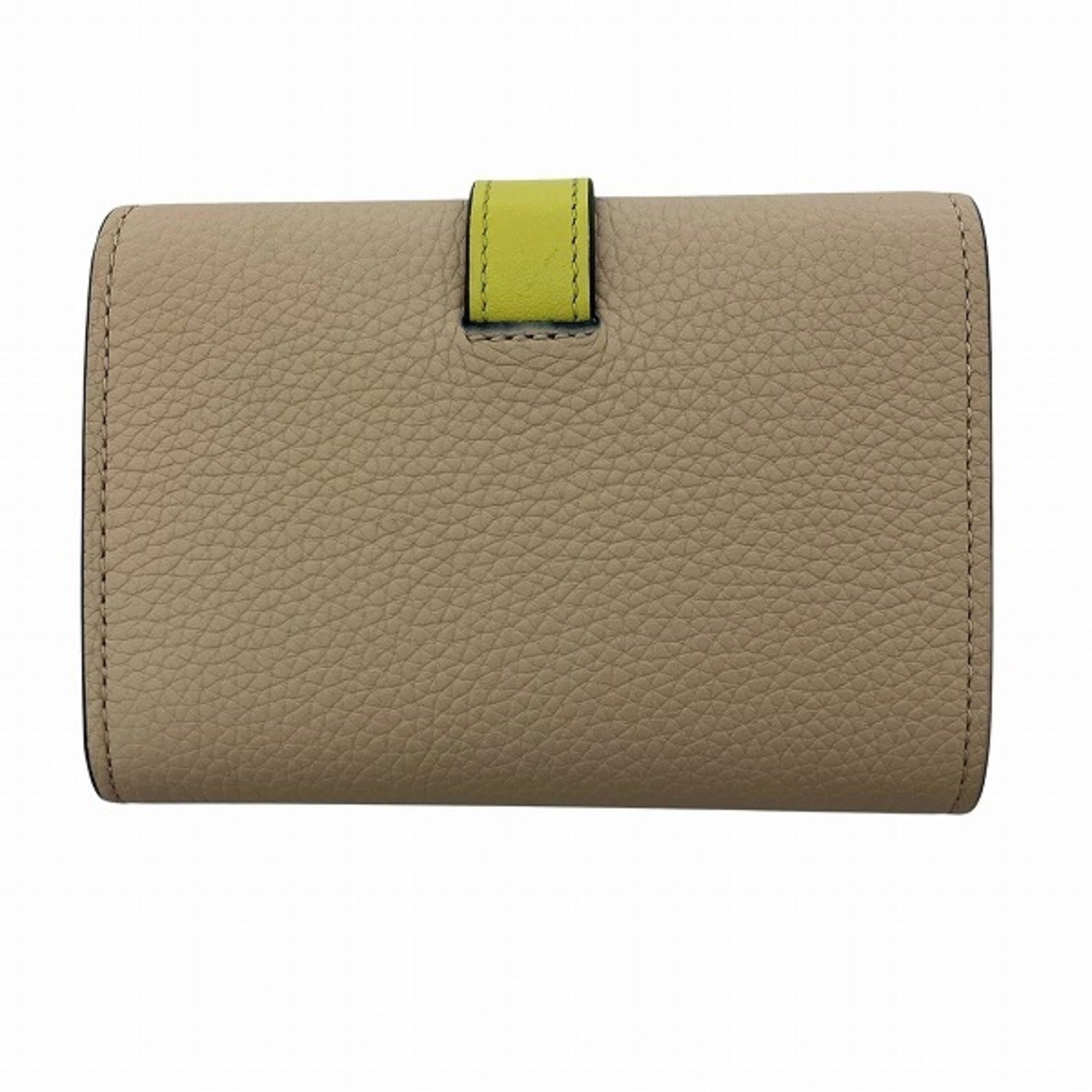 Loewe Beige Lime Yellow Leather Wallet (Tri-Fold) (Pre-Owned)