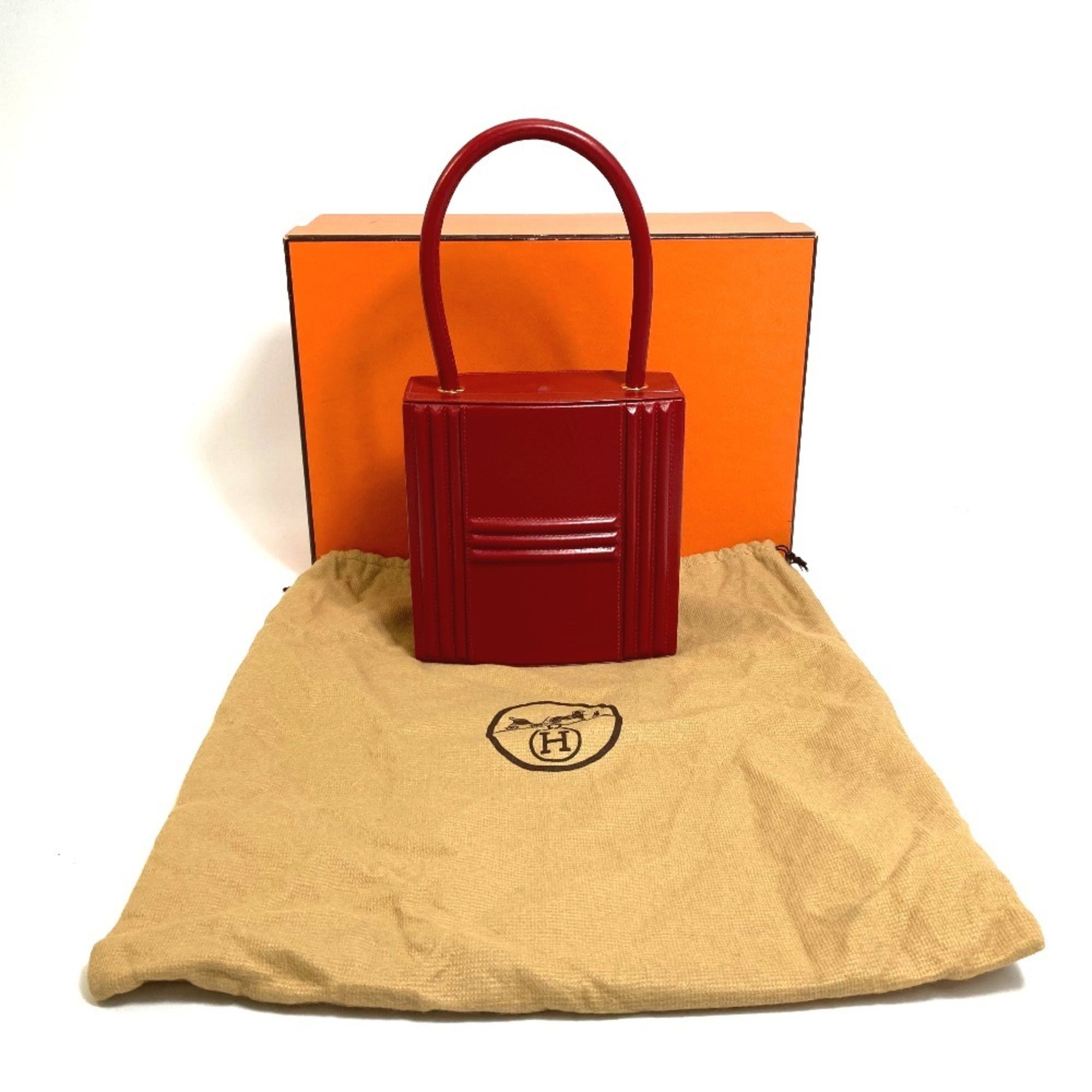 Hermes Red Color Rouge Vif Box Calf Leather Handbag (Pre-Owned)