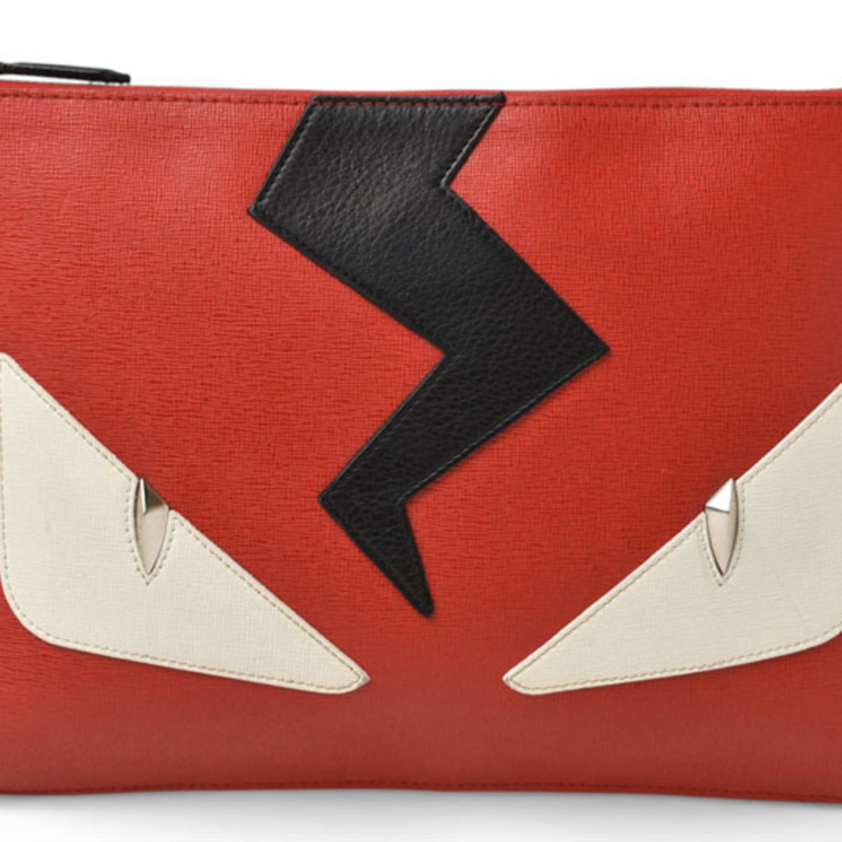 Fendi Black Red Color Canvas Clutch Bag (Pre-Owned)