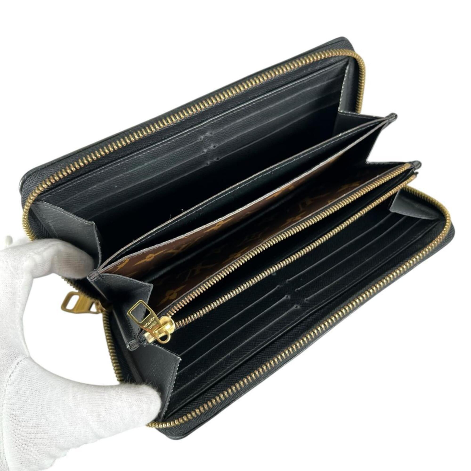 Louis Vuitton Black Brown Noir Monogram Canvas Long Wallet (Bi-Fold) (Pre-Owned)