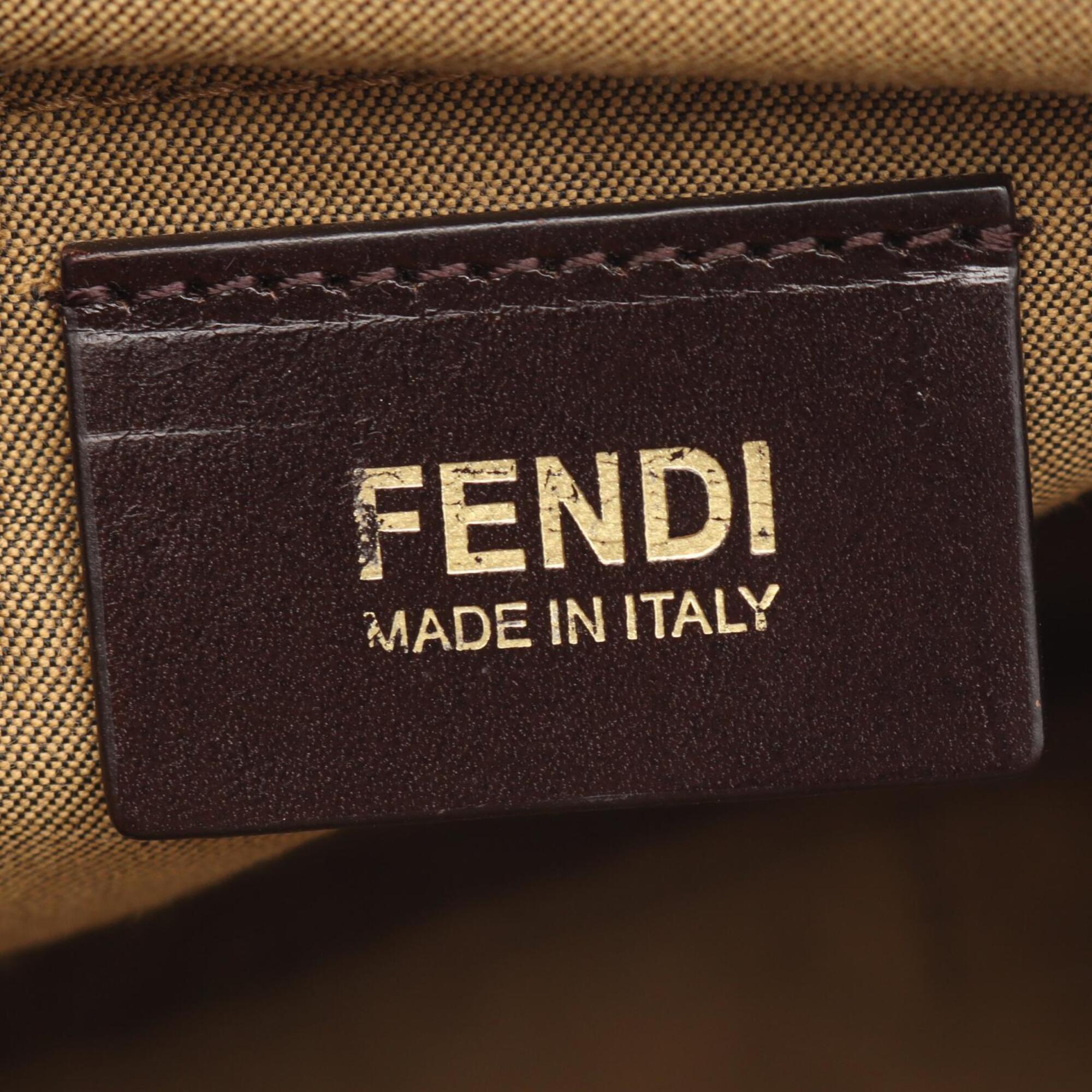 Fendi Brown Canvas Leather Handbag Shoulder Bag (Pre-Owned)