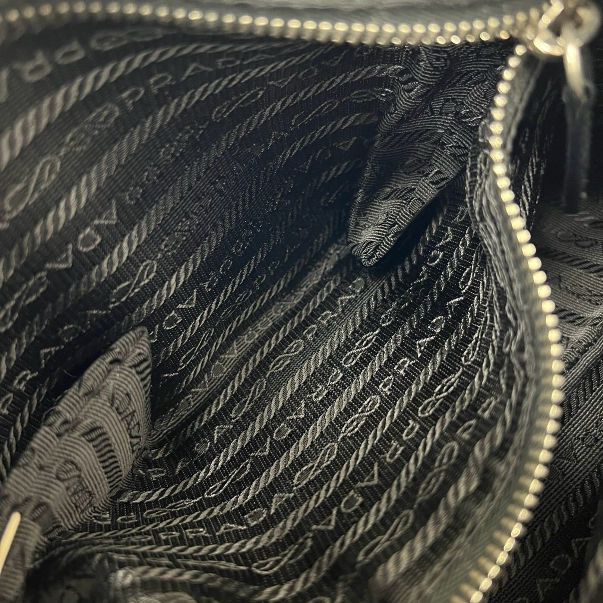 Prada Black Nylon Leather Handbag Shoulder Bag (Pre-Owned)