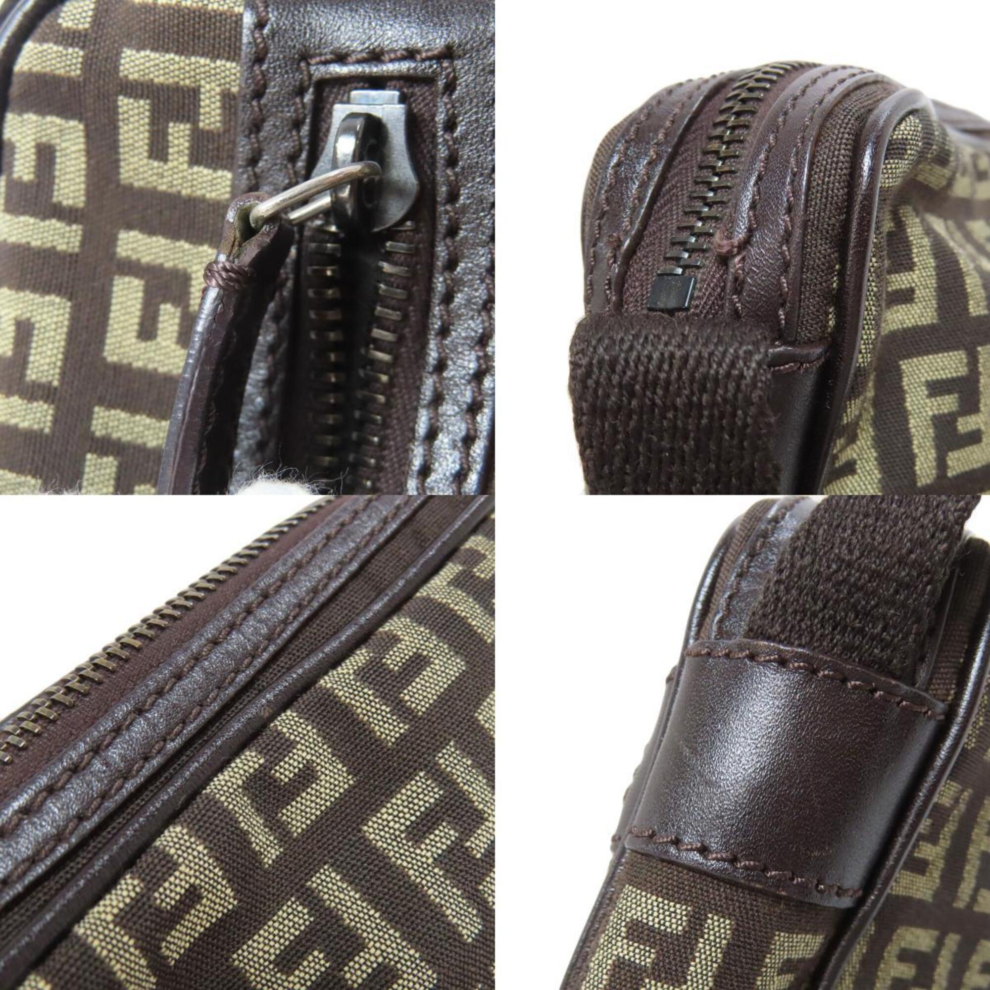 Fendi Dark Brown Canvas Shoulder Bag (Pre-Owned)