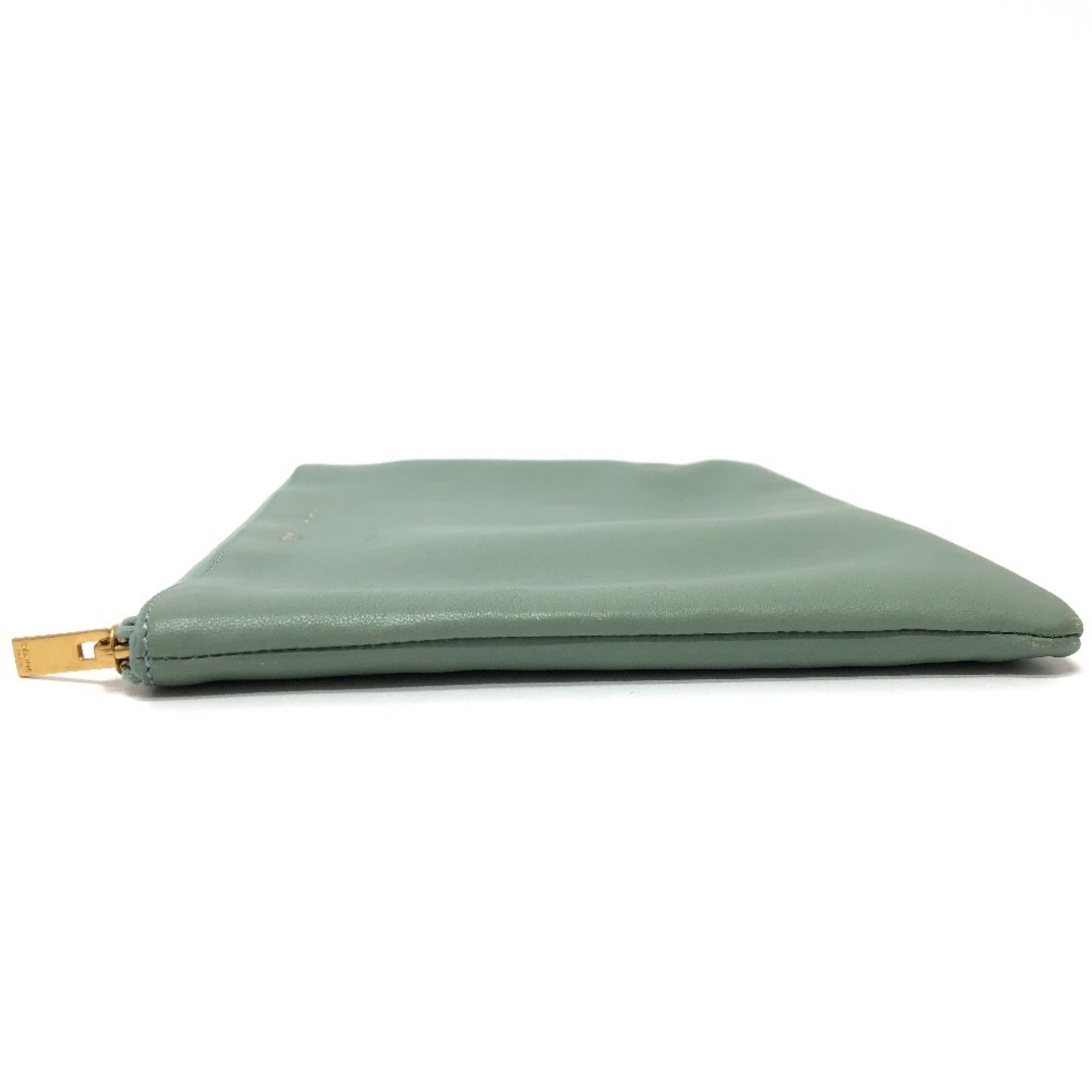 Celine Green Leather Clutch Bag Pouch (Pre-Owned)