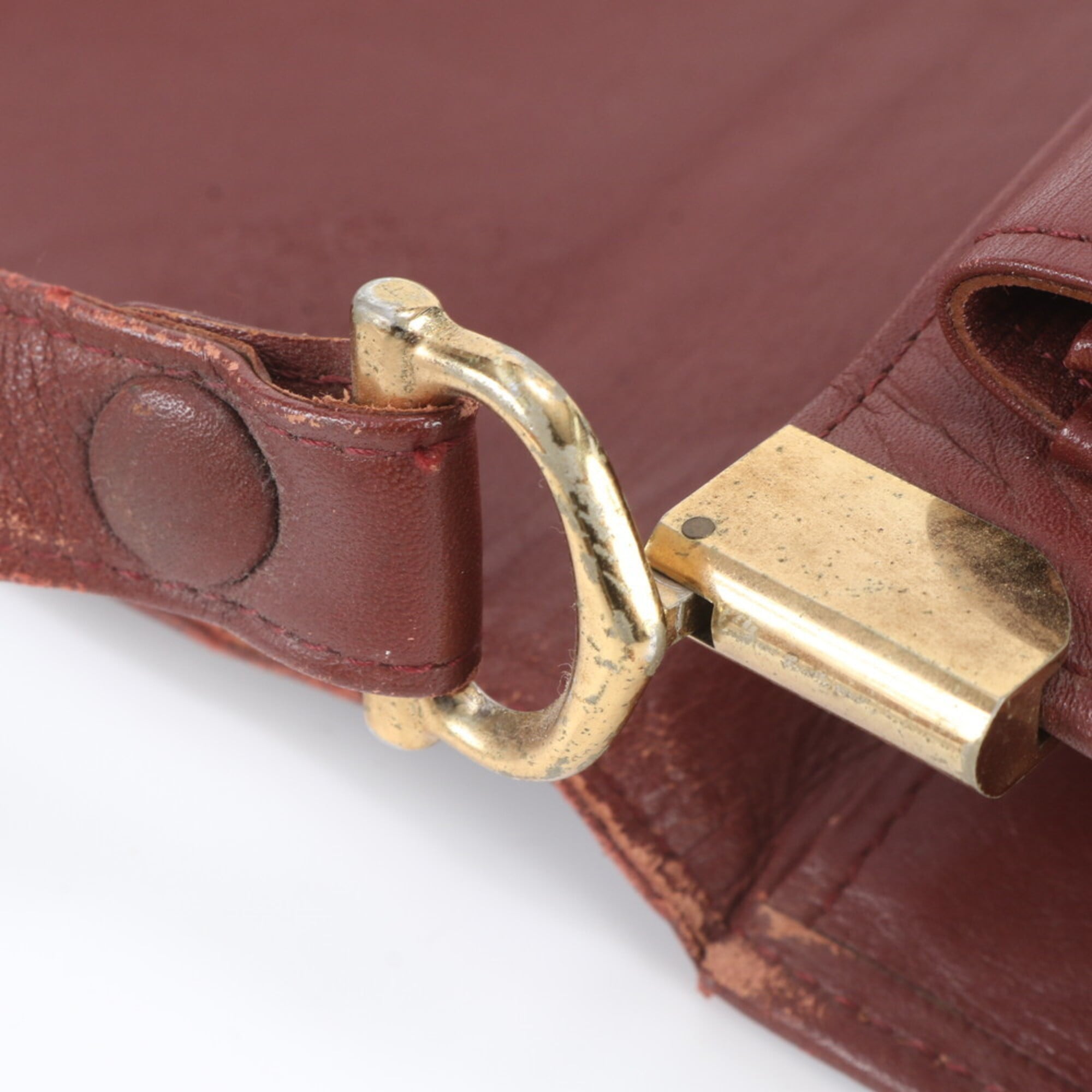 Cartier Wine Red Leather Handbag Shoulder Bag Tote Bag (Pre-Owned)