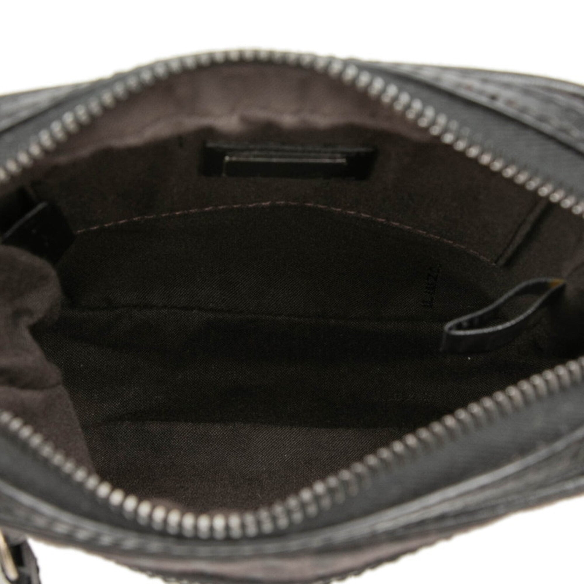 Fendi Black Brown Zucchino Canvas Leather Shoulder Bag (Pre-Owned)