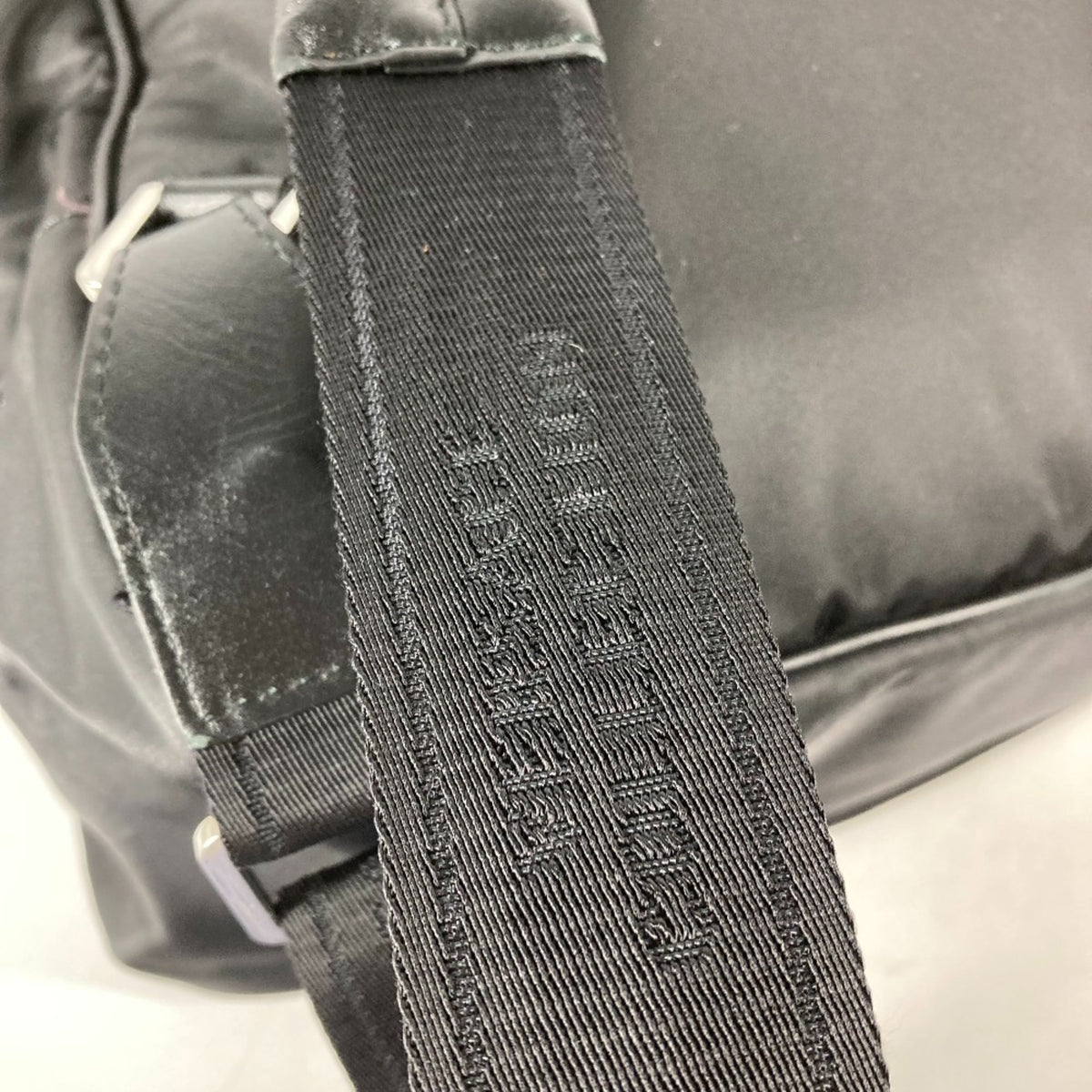 Versace Black Nylon Leather Backpack Handbag (Pre-Owned)