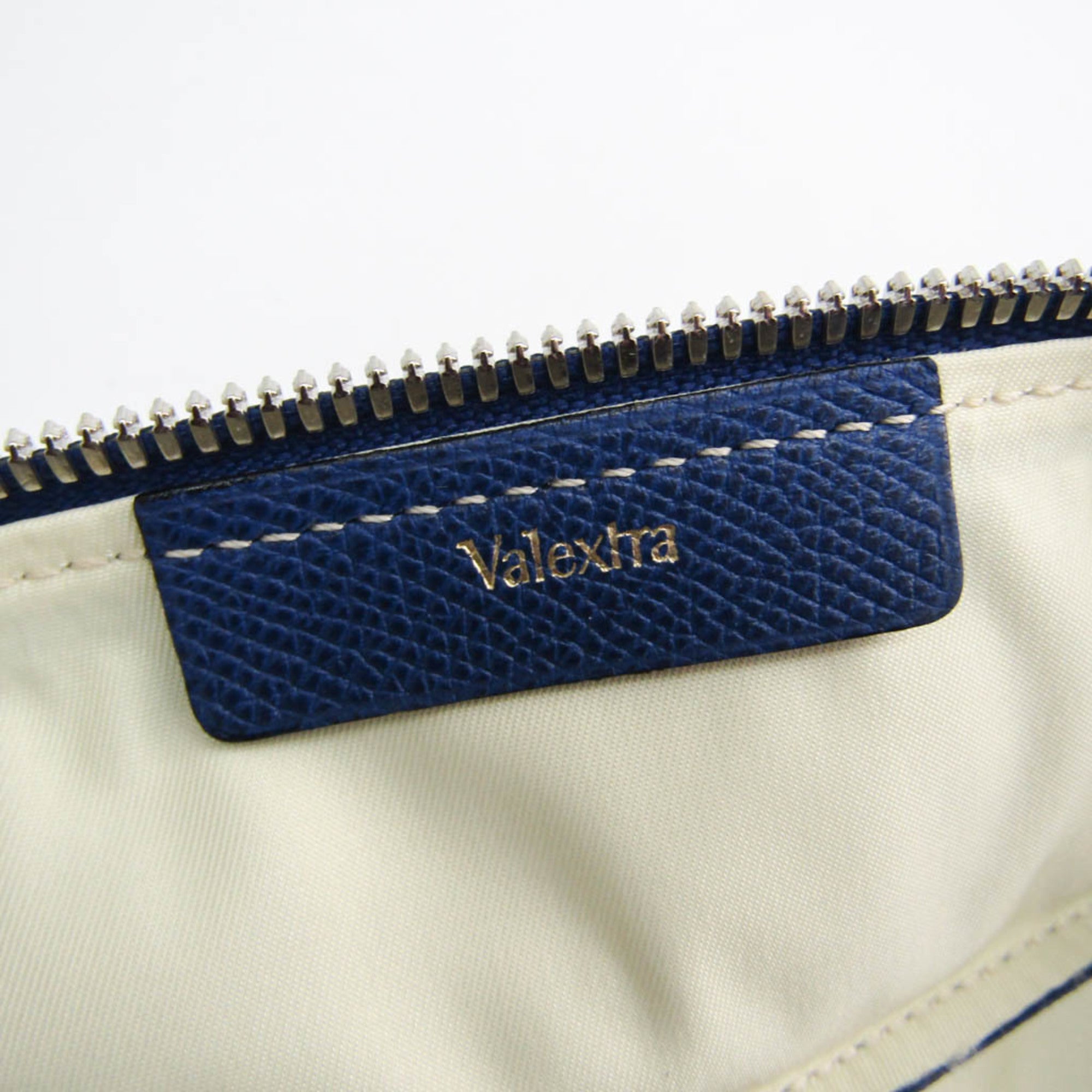 Valextra Royal Blue Leather Clutch Bag Pouch (Pre-Owned)