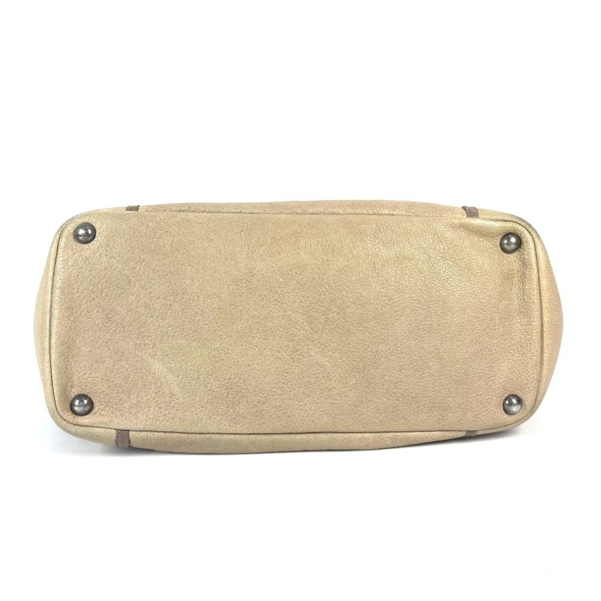 Chanel Beige Leather Shoulder Bag Tote Bag (Pre-Owned)