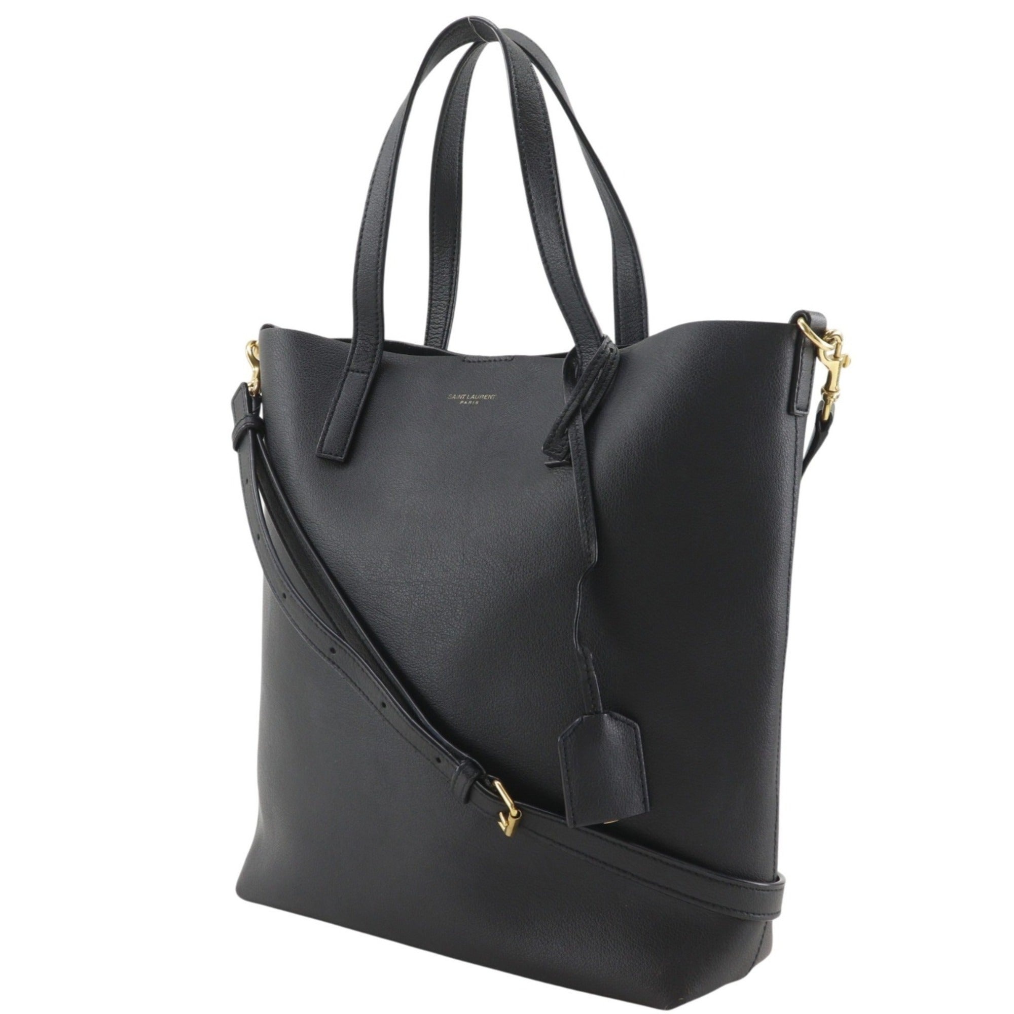 Saint Laurent Black Leather Handbag Tote Bag (Pre-Owned)