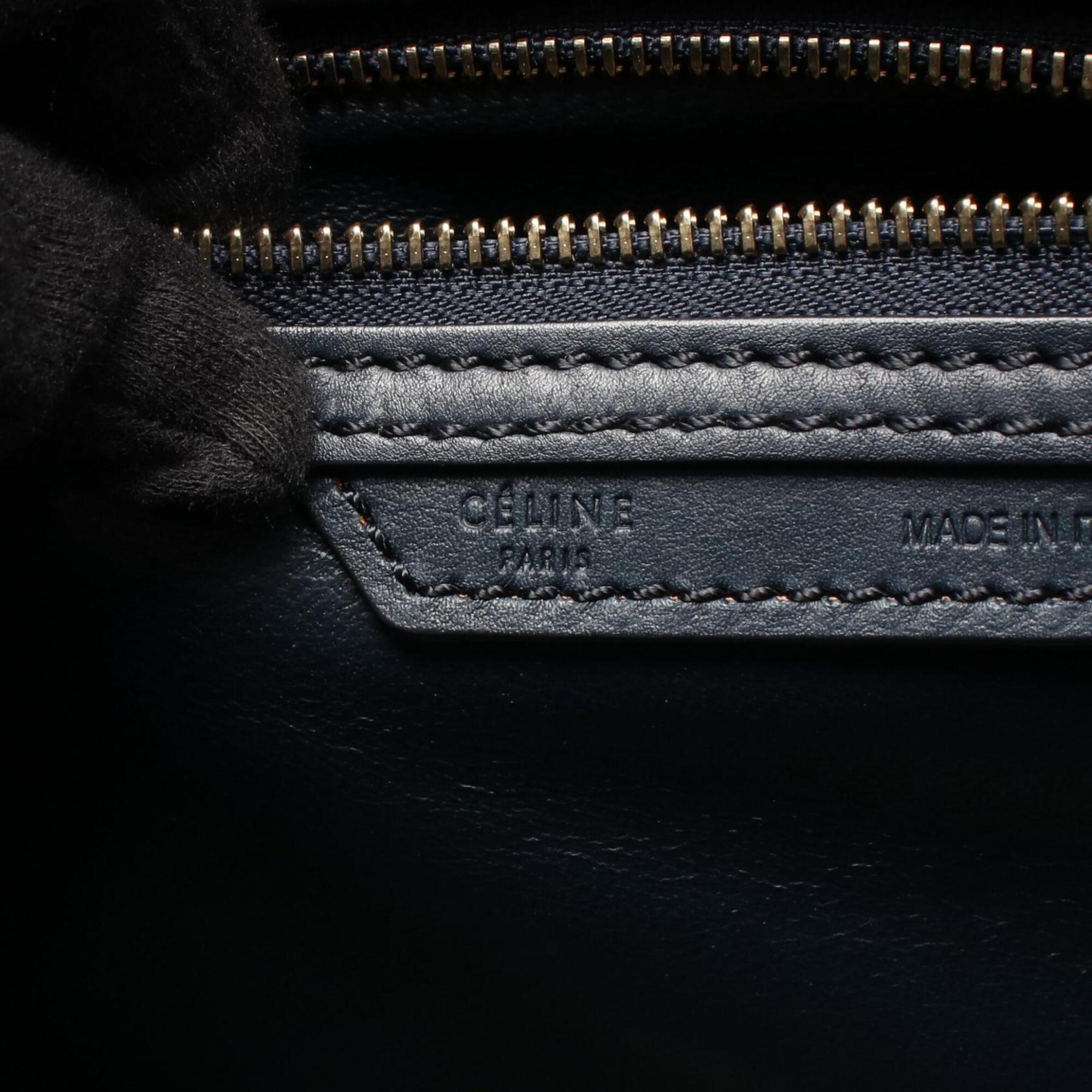 Celine Navy Leather Handbag Tote Bag (Pre-Owned)