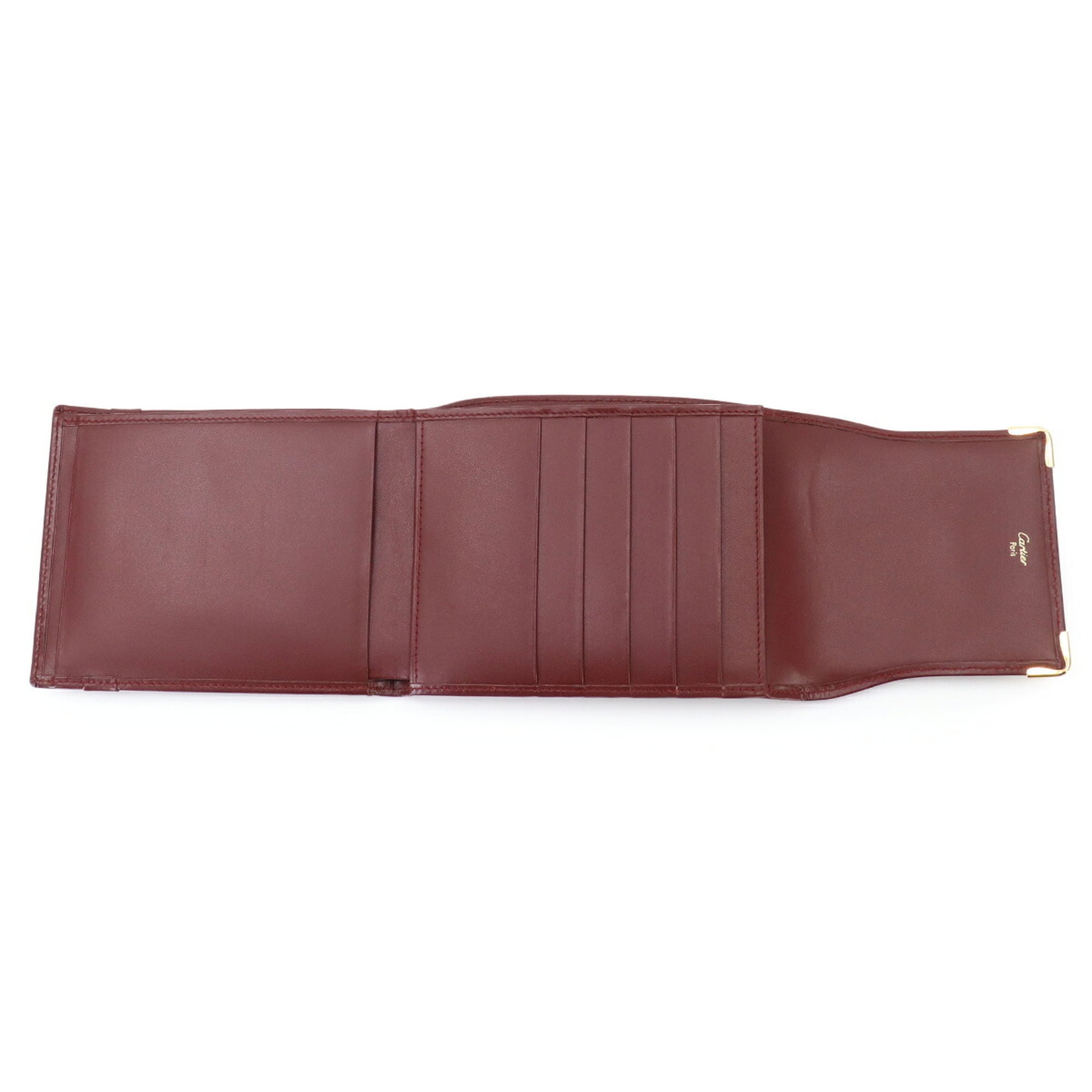 Cartier Bordeaux Leather Bill Wallet (Tri-Fold) (Pre-Owned)