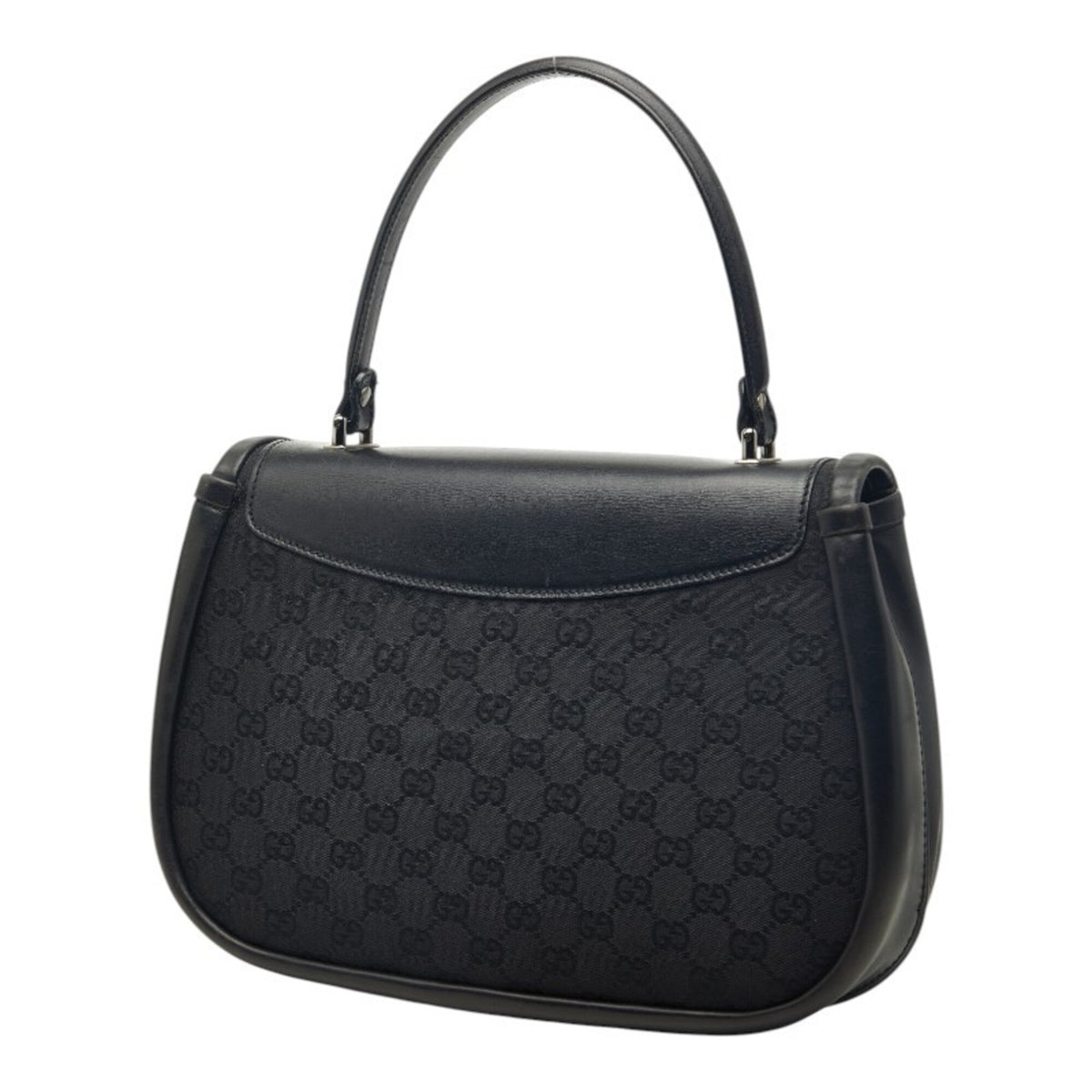 Gucci Black Canvas Leather Handbag (Pre-Owned)