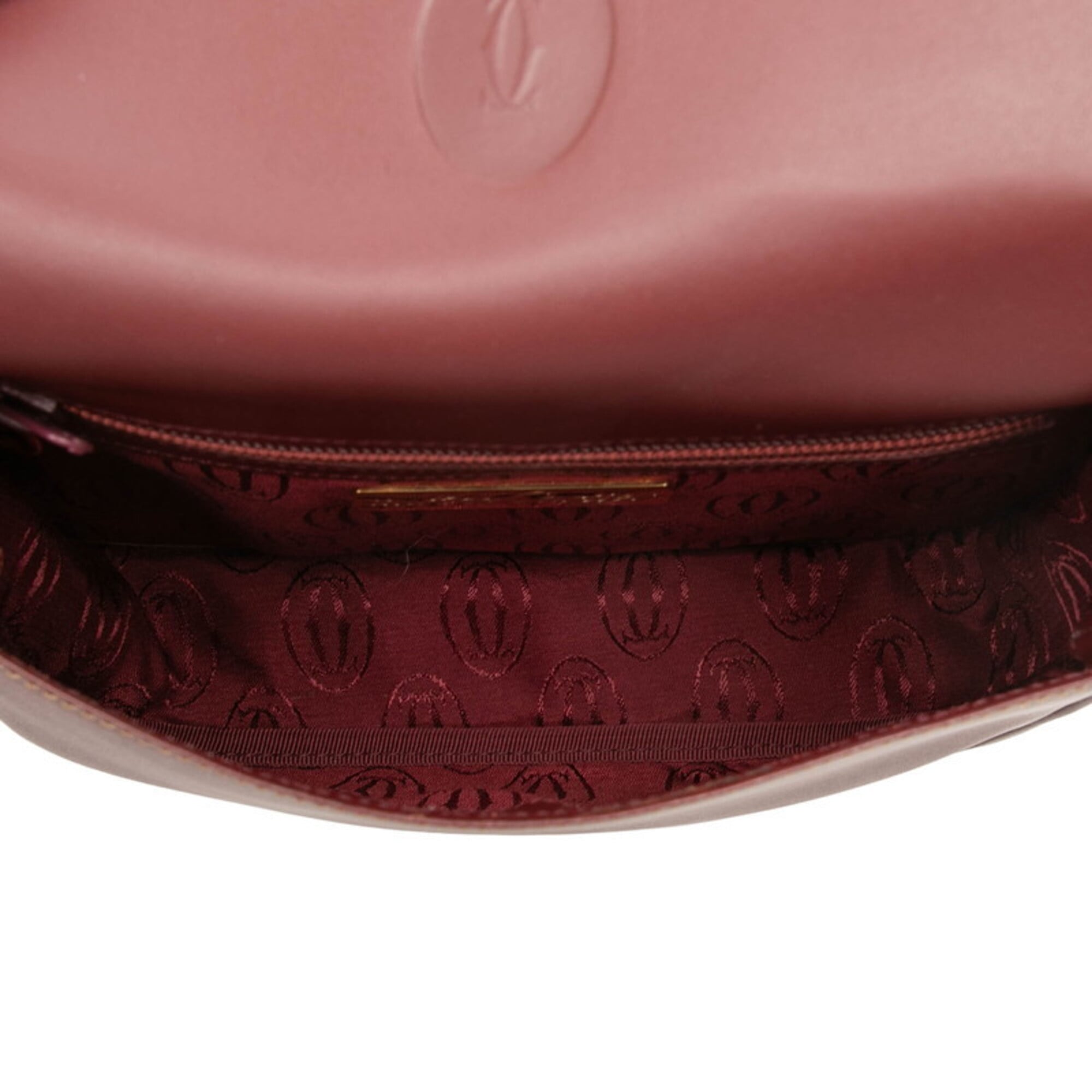 Cartier Bordeaux Wine Red Leather Shoulder Bag (Pre-Owned)